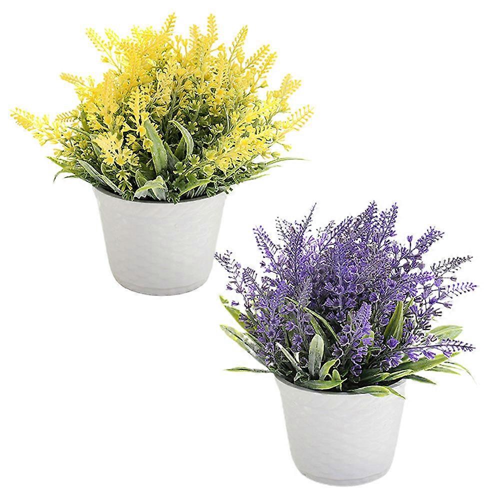 Lifelike Fake Lavender Potted Bonsai for Decor with Vivid Details and Assorted Color Melamine PVC