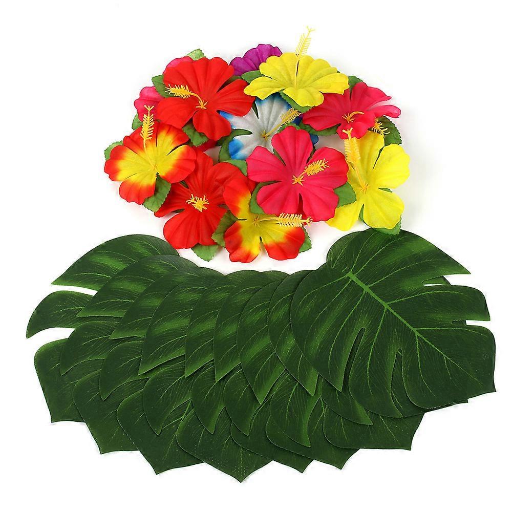Hawaiian Animal Party Decoration Set with Assorted Color Fabric Monstera for