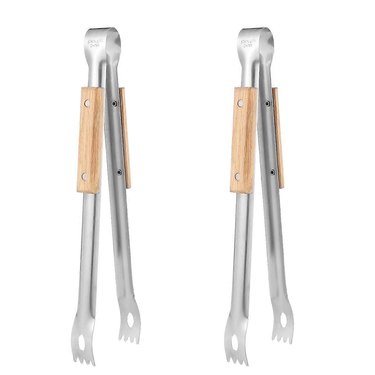 Stainless Steel Barbecue Clips with Non Slip Handle, Lightweight & Sturdy Grill Picker Tools for Charcoal, Cake, and Bread
