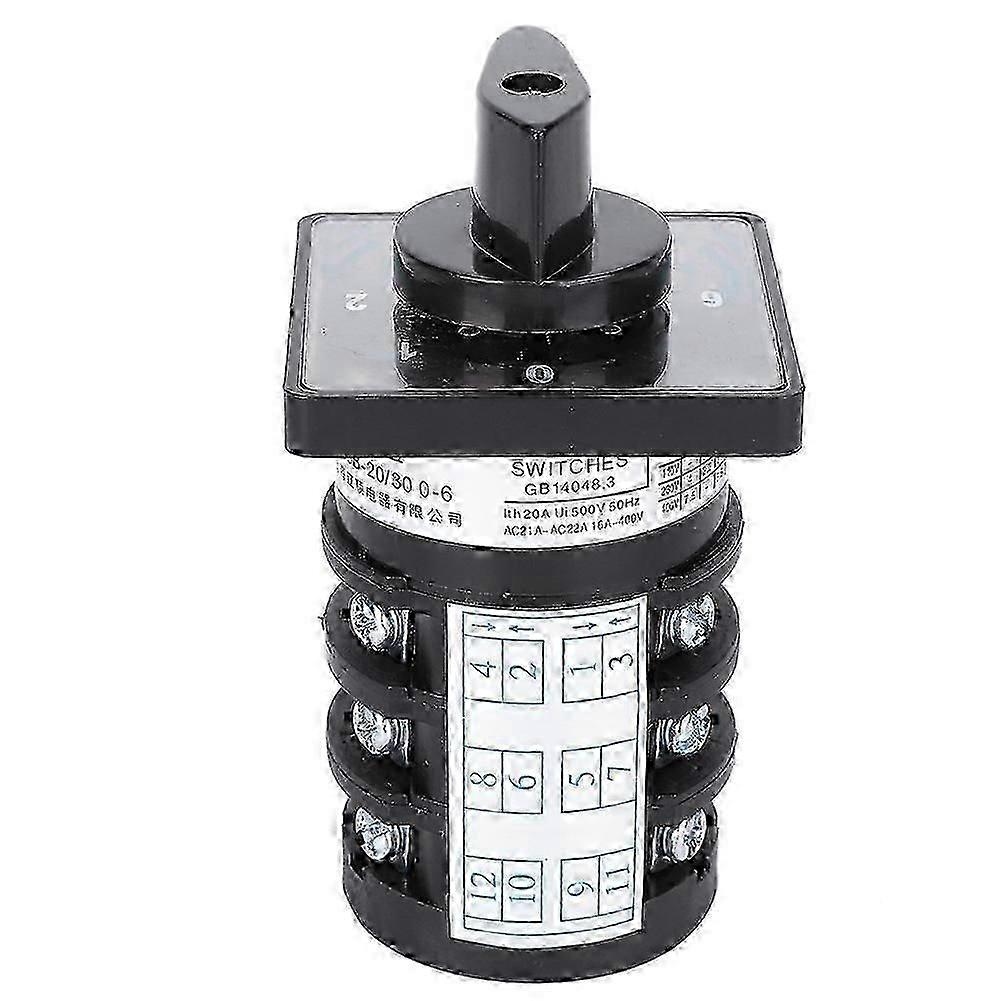500V 20A 7-Position 12 Terminals Locking Type Cam Changeover Control Switch for Industrial and Electrical Applications