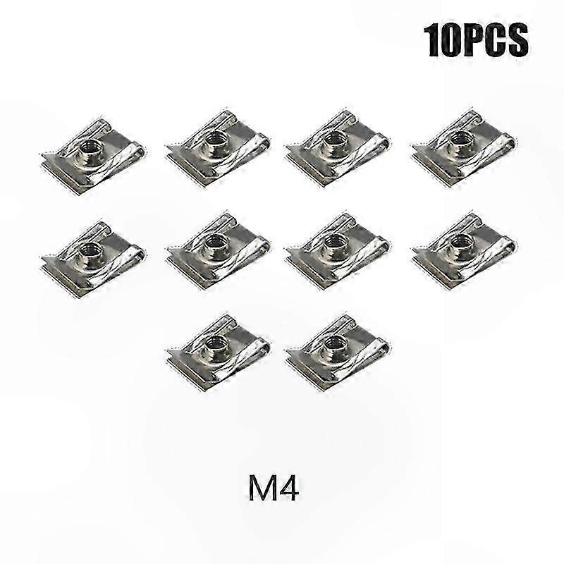10pcs U-Type Threaded Clips with Reed Nuts for Automotive and Motorcycle Applications M4 M5 M6 M8 Sizes Stainless Steel Construction