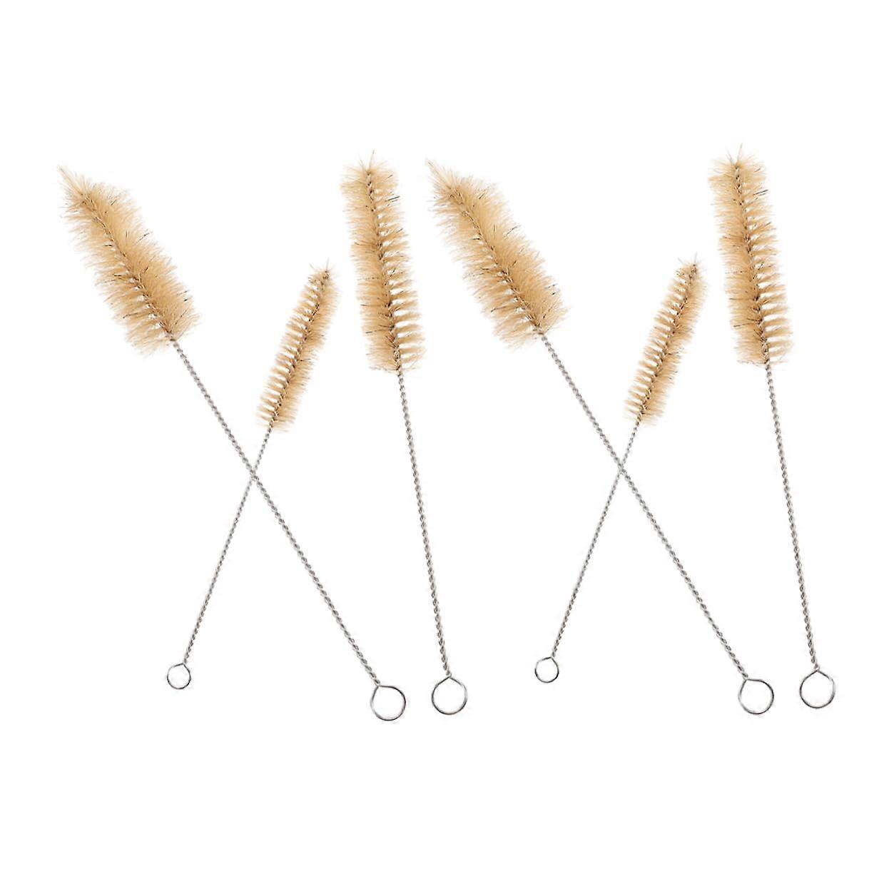 6piece set of segmented tube brushes for cleaning lab bottles, cylinders, and glasses. Small, medium, large.