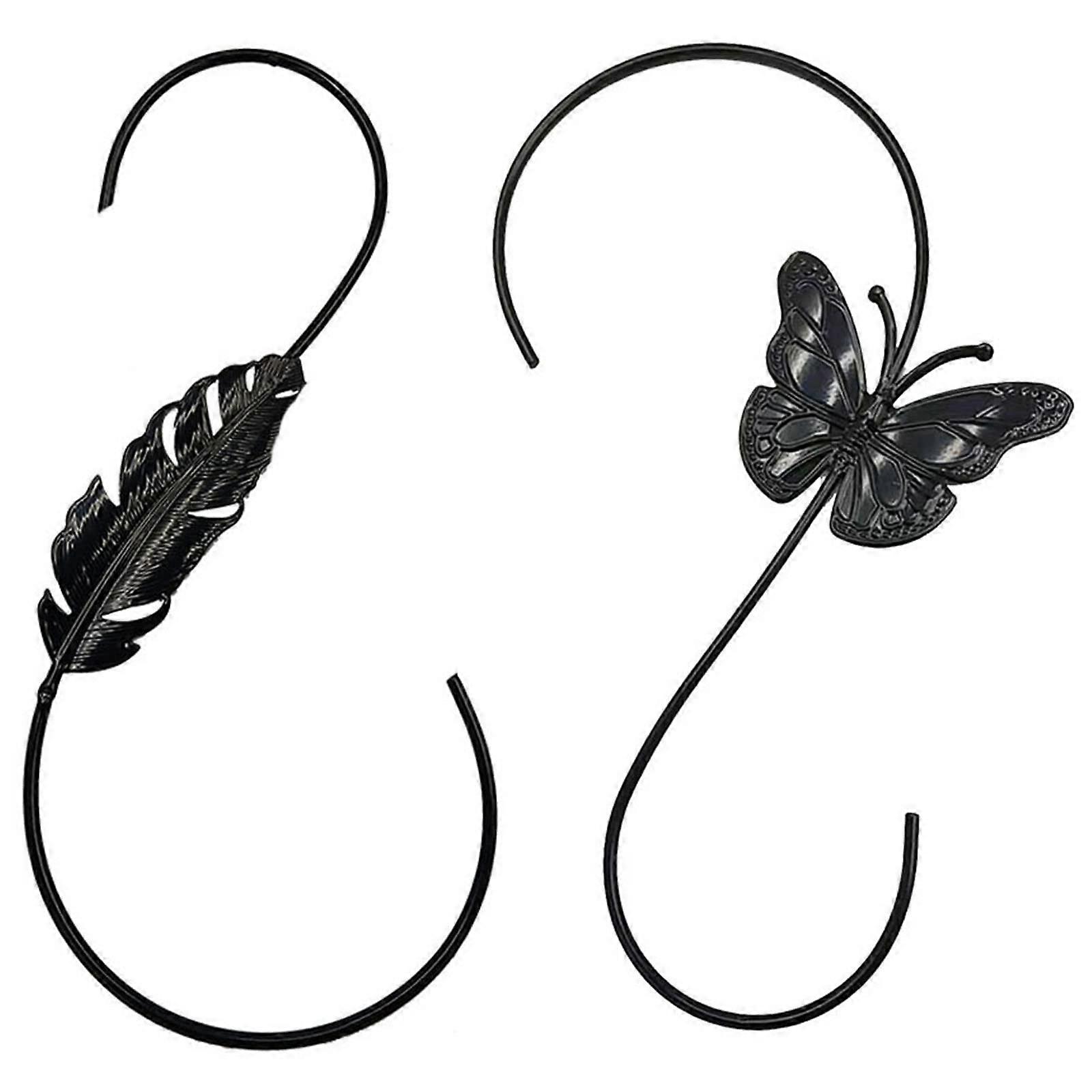 2 Pack Large S Hooks Rustproof Black Metal Hooks Indoor Outdoor Bird Feeder for Garden Bird Feeder Hanger for Deck Rails for Railing