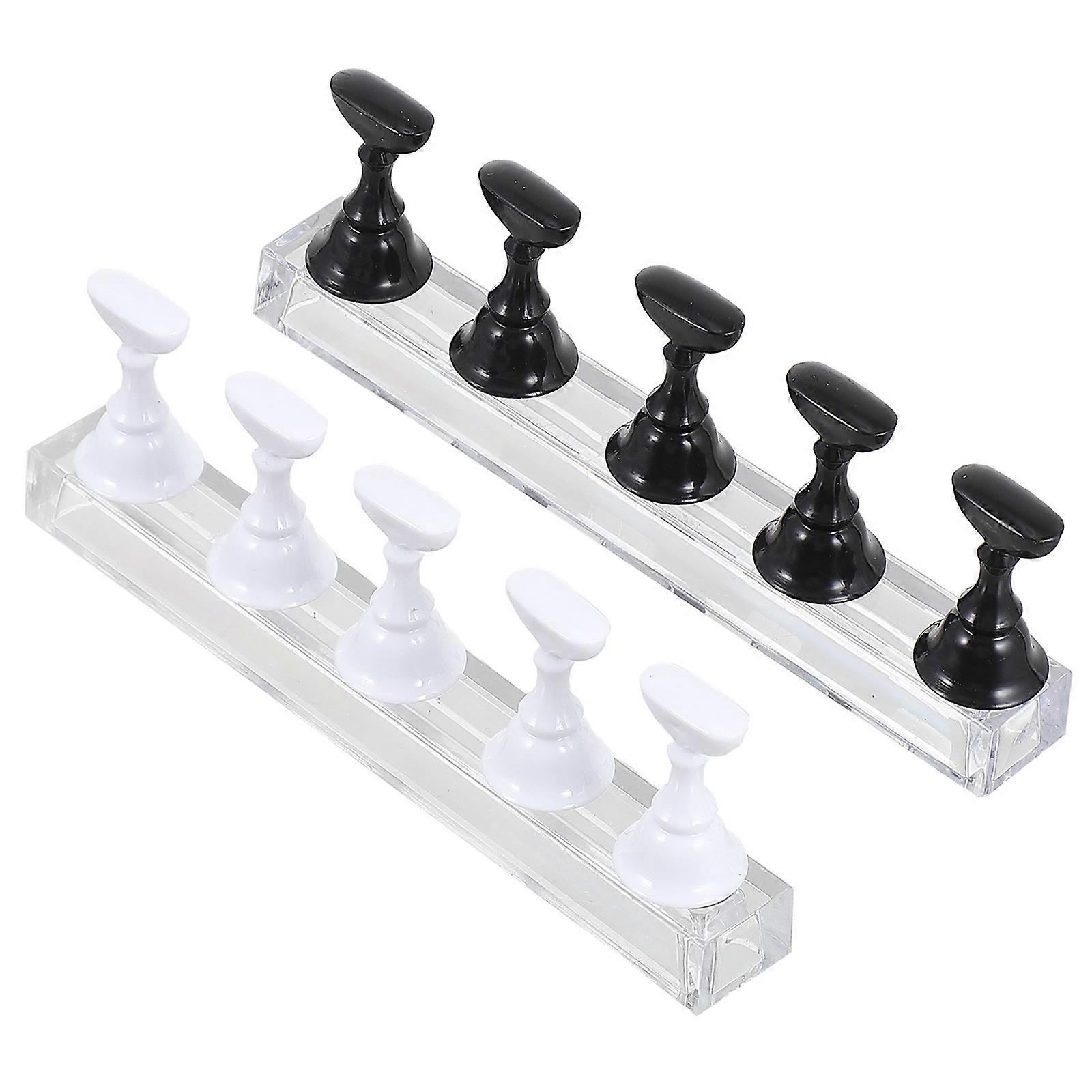 Nail Art Practice Stand with Magnetic Tip Holder Upright Acrylic Display for Salon 2 Sets