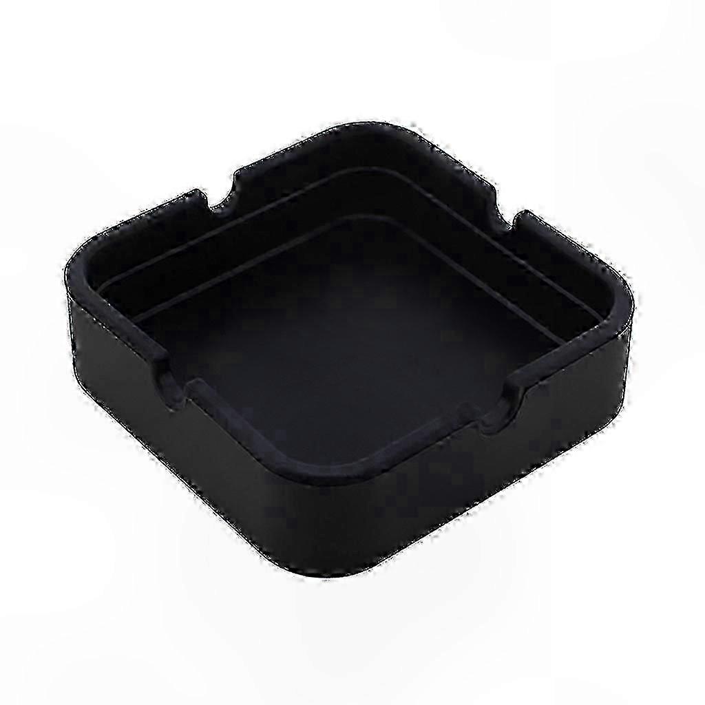Black Silicone Heat-Resistant Square Ashtray for Cigarettes