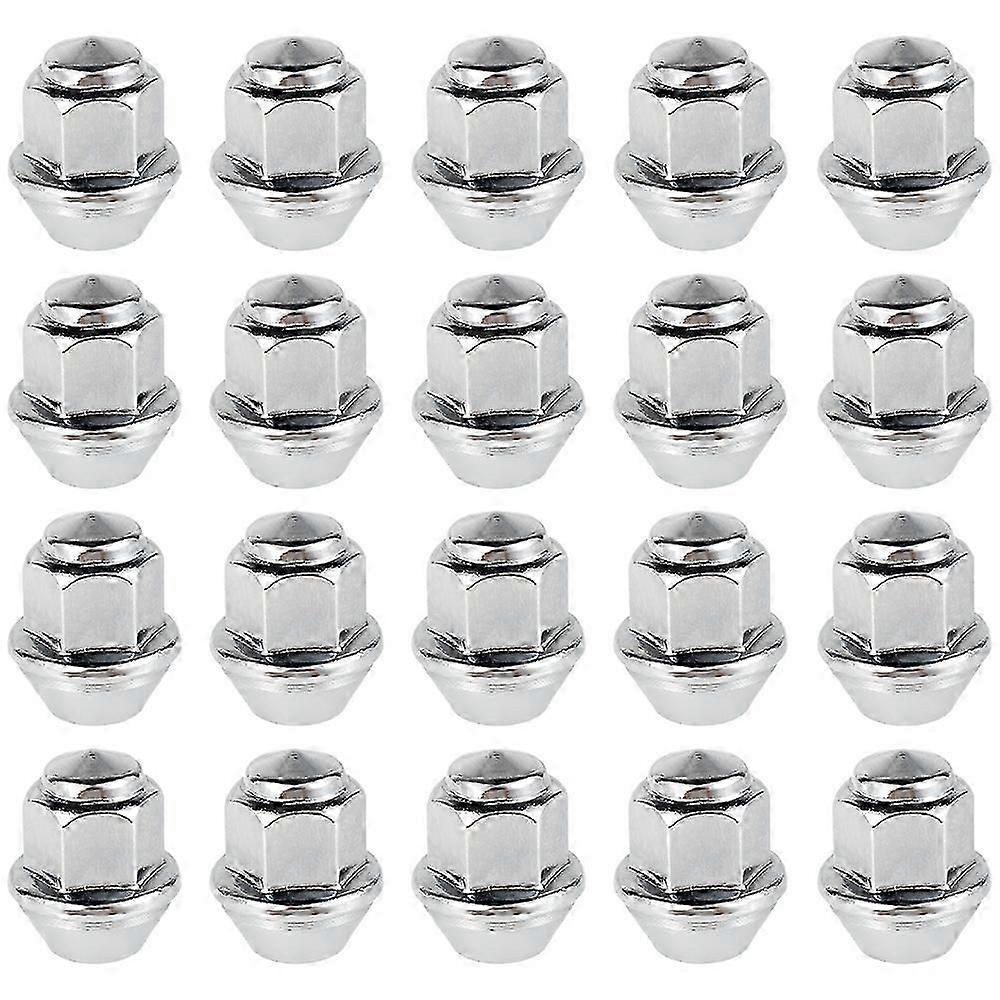 20Pcs车轮螺母适用于福特车轮M12x1.5 19mm六角车轮螺母60度锥形碳钢镀螺母替换OEM 1678260