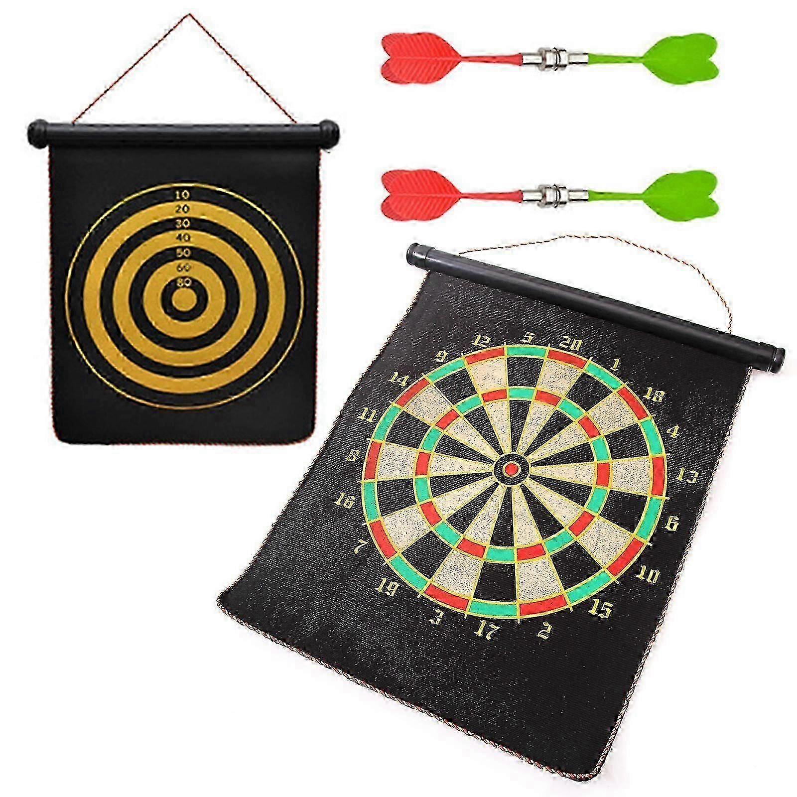 Magnetische Dartscheibe mit magnetischen Darts, doppelseitiges Safe-Dart-Spielset, In/Outdoor-Roll-up Kinder Magnet Dartscheibe Set