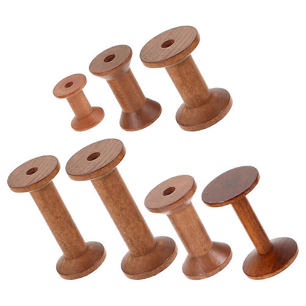 Wooden Spindles Thread Management Weaving Crafting Tools Diy Enthusiasts 7Pcs
