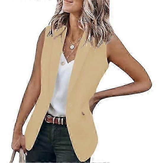 Summer Lapel Sleeveless Suit Vest Fake Flap Pockets Single Button Solid Color Slim Fit Office Waistcoat Workwear