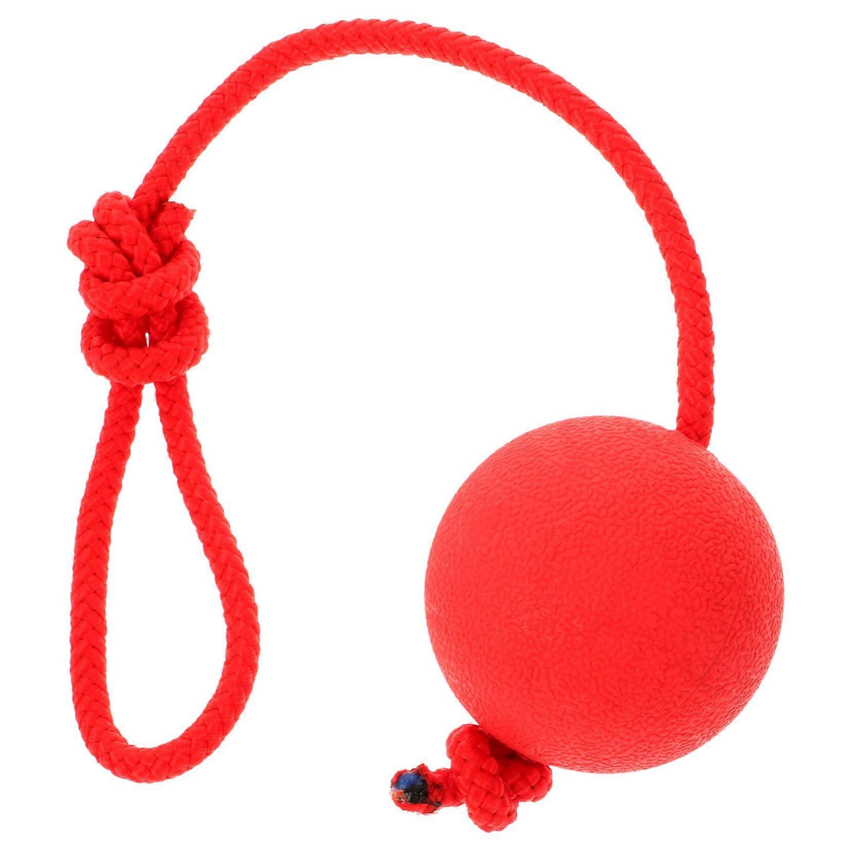 High-Quality Bite-Resistant Elastic Dog Ball with Rope Chew Toy for Puppies - Outdoor Play and Molar Training - Red