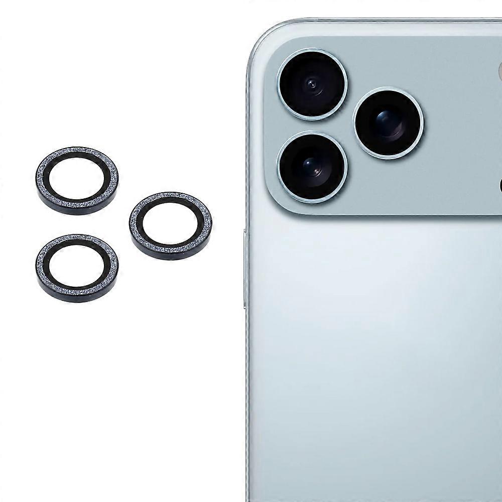 TKdaddy لجهاز iPhone 17 Pro Max / 17 Pro مجموعة حامي عدسة الكاميرا Bling Glitter Metal Ring فيلم عدسة زجاجية مقسى أزرق غامق