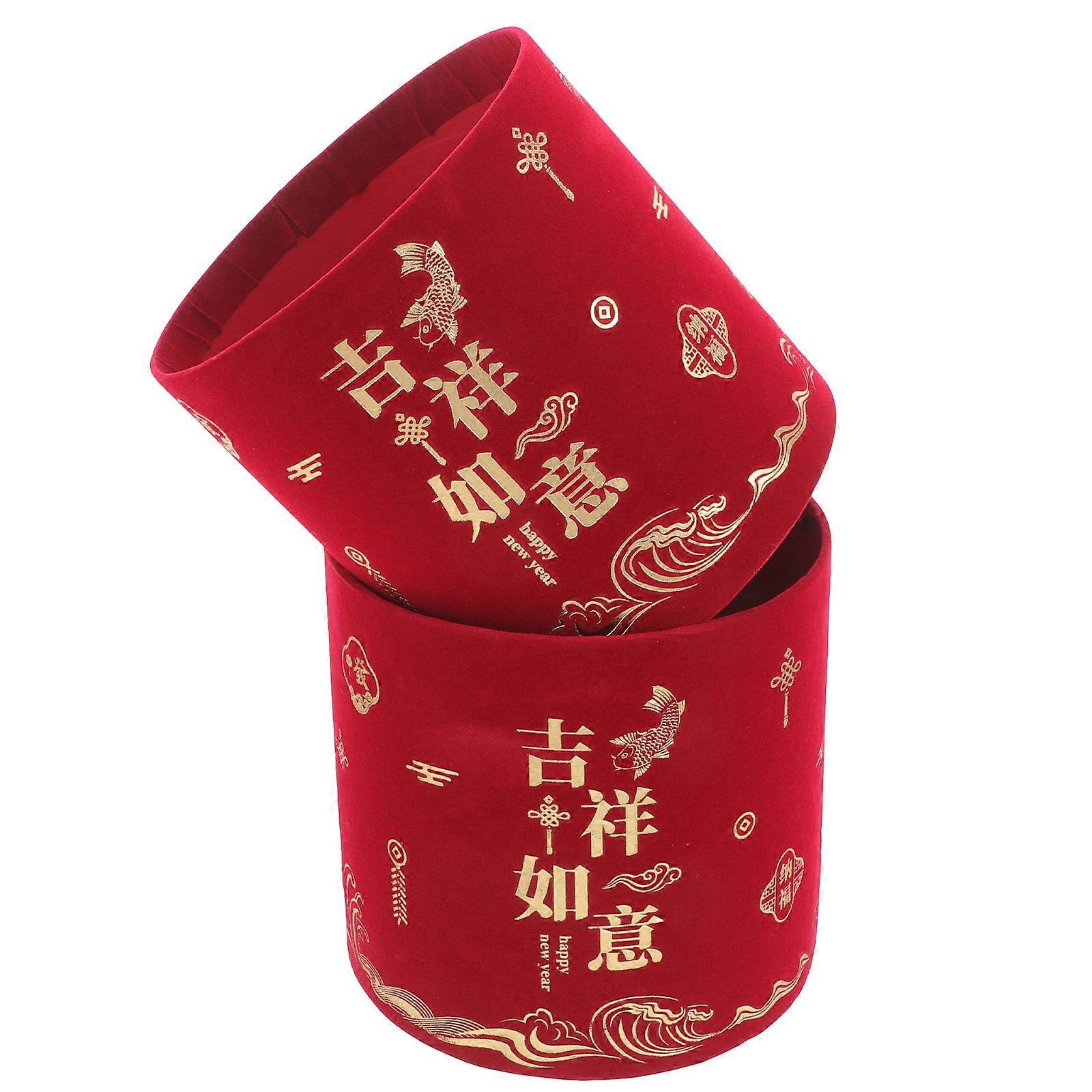 Elegant And Generous Round Flower Bucket Decoration For Home Decoration 18.00X17.00X17.00cm Red 2Pcs