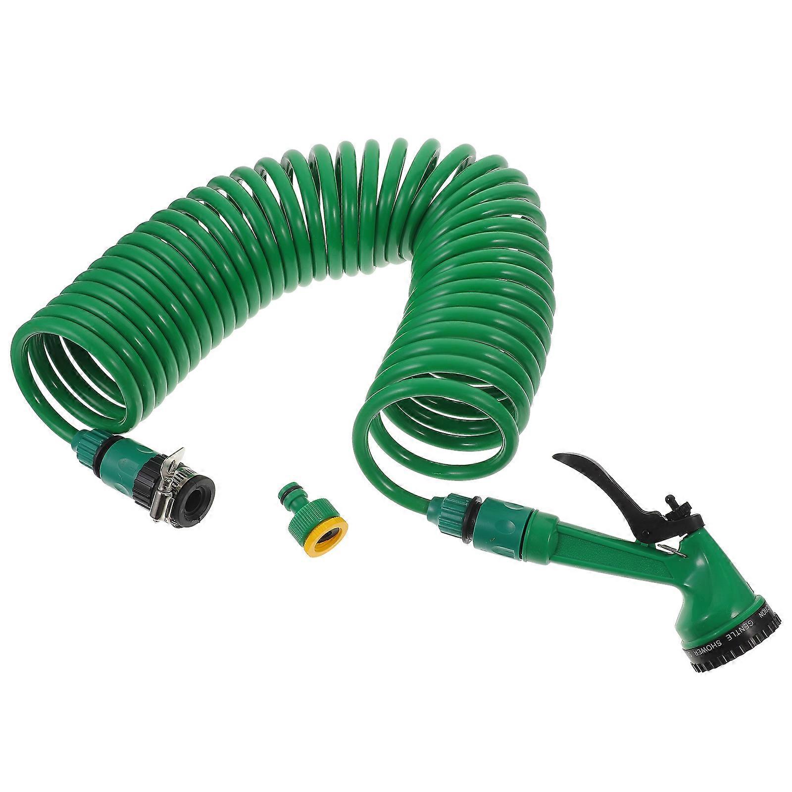 Green Coil Garden Hose with Sprayer Head for Home Use 10m