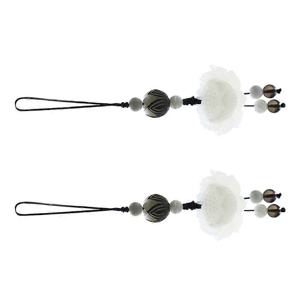 White Handwoven Phone Lanyard for Everyday Use with Antislip Design and Strong Synthetic Material 2 Pieces