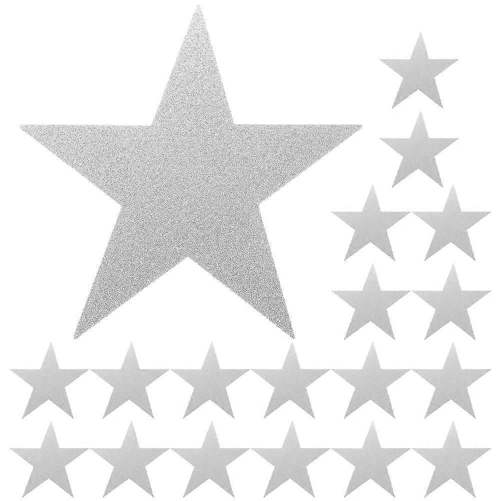 Silver Paper Pentagram Cutouts 30pcs Delicate Star Decor for Classroom Boards, Kindergarten Crafts, and DIY Wall Decor
