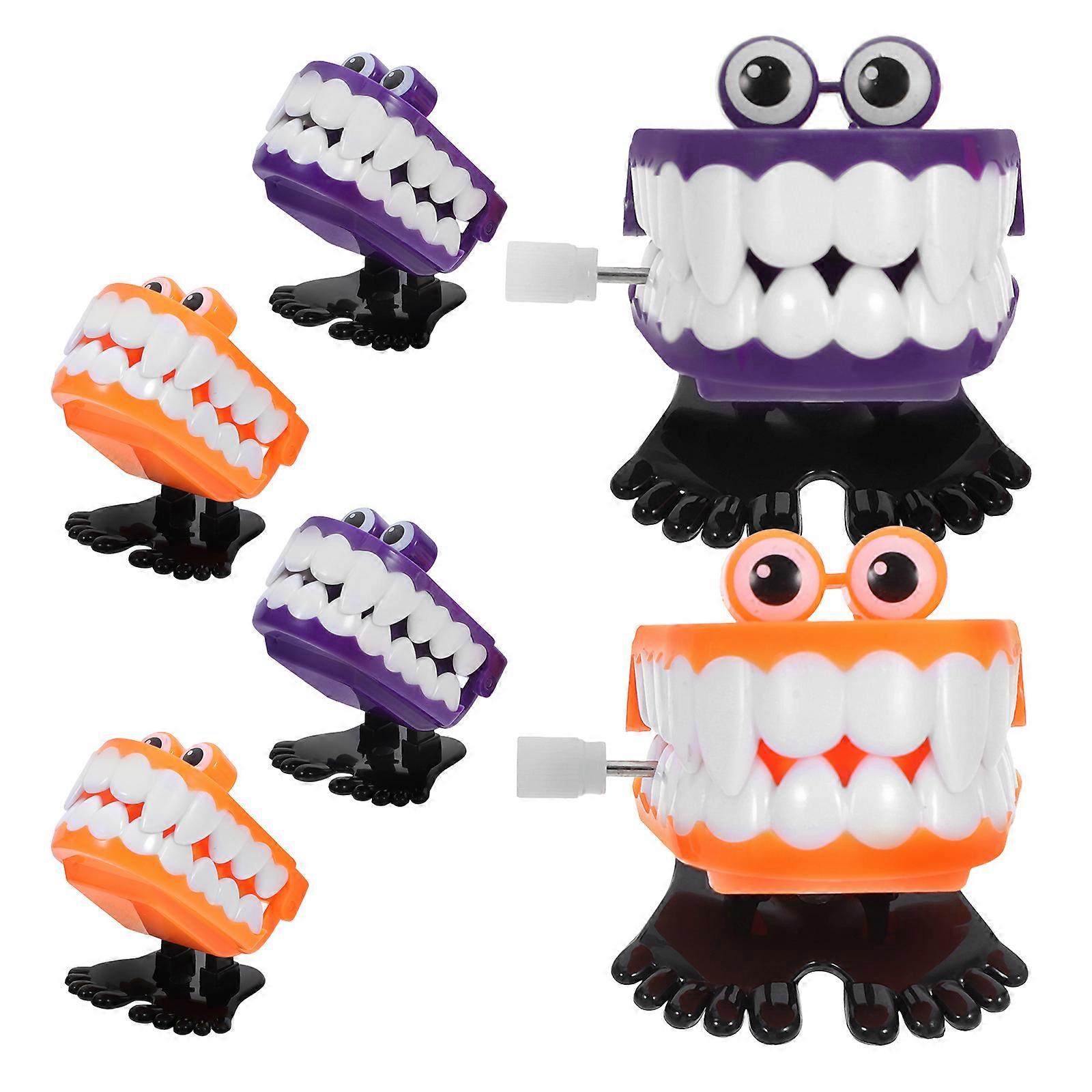 Vibrating Wind Up Teeth Toy 6Pcs Assorted Color Walking Motion Ideal For Kids Halloween