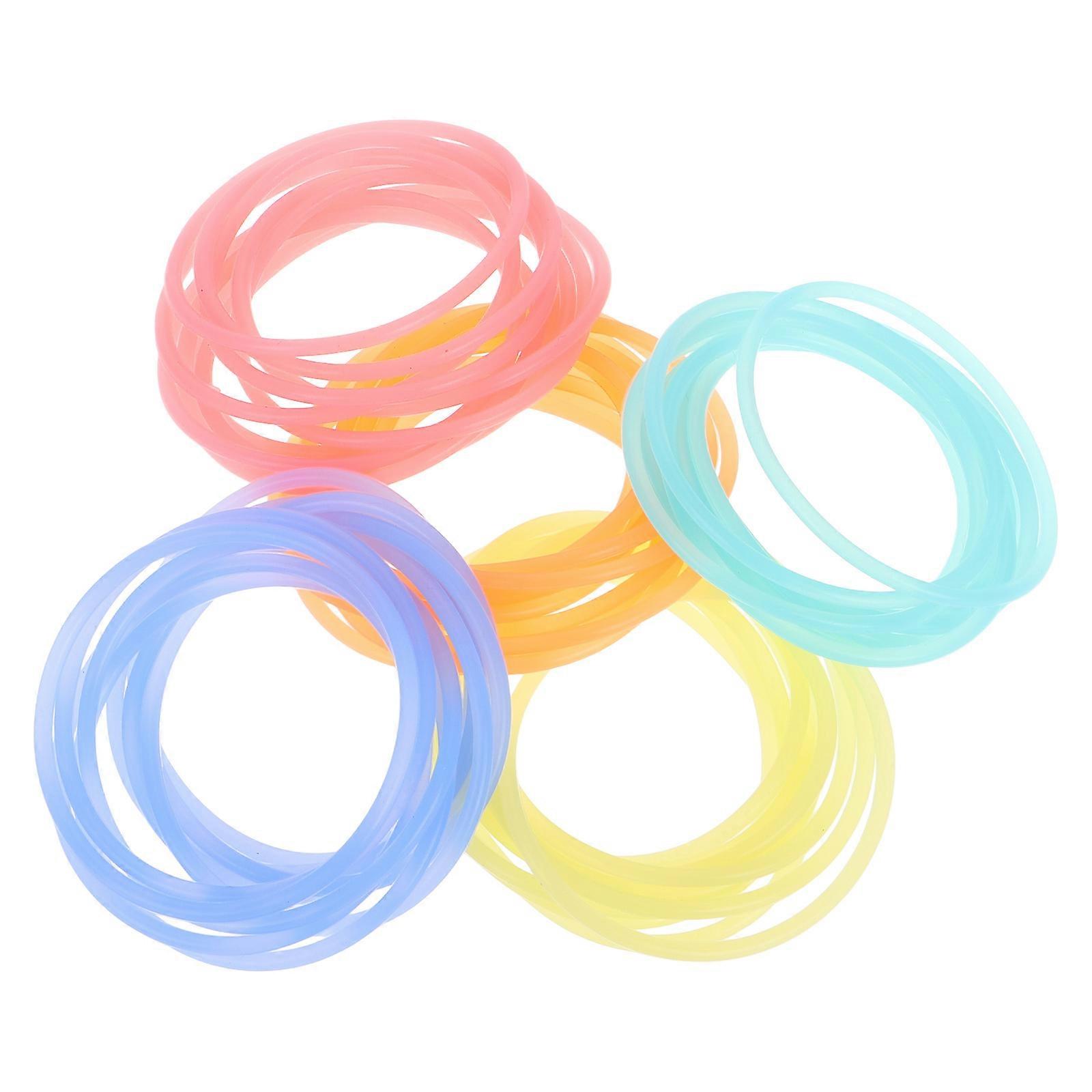 50 Pack Glow in the Dark Silicone Bracelets – Neon Jelly Wristbands for Outdoor Games, Party Favors, Birthdays – , Hair Friendly Design for Everyday