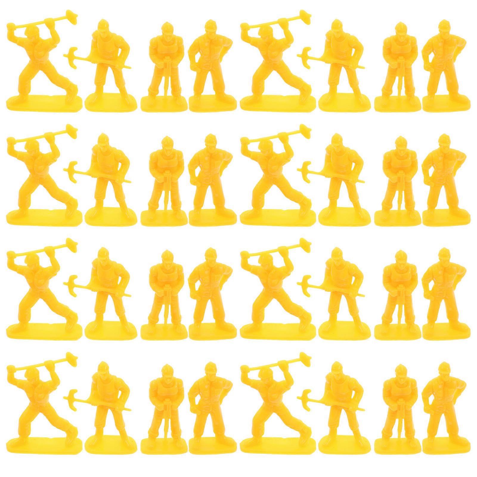 Yellow Creative Realistic Worker Models for Kids Made of Safe PP Material Portable and Compact 50pcs