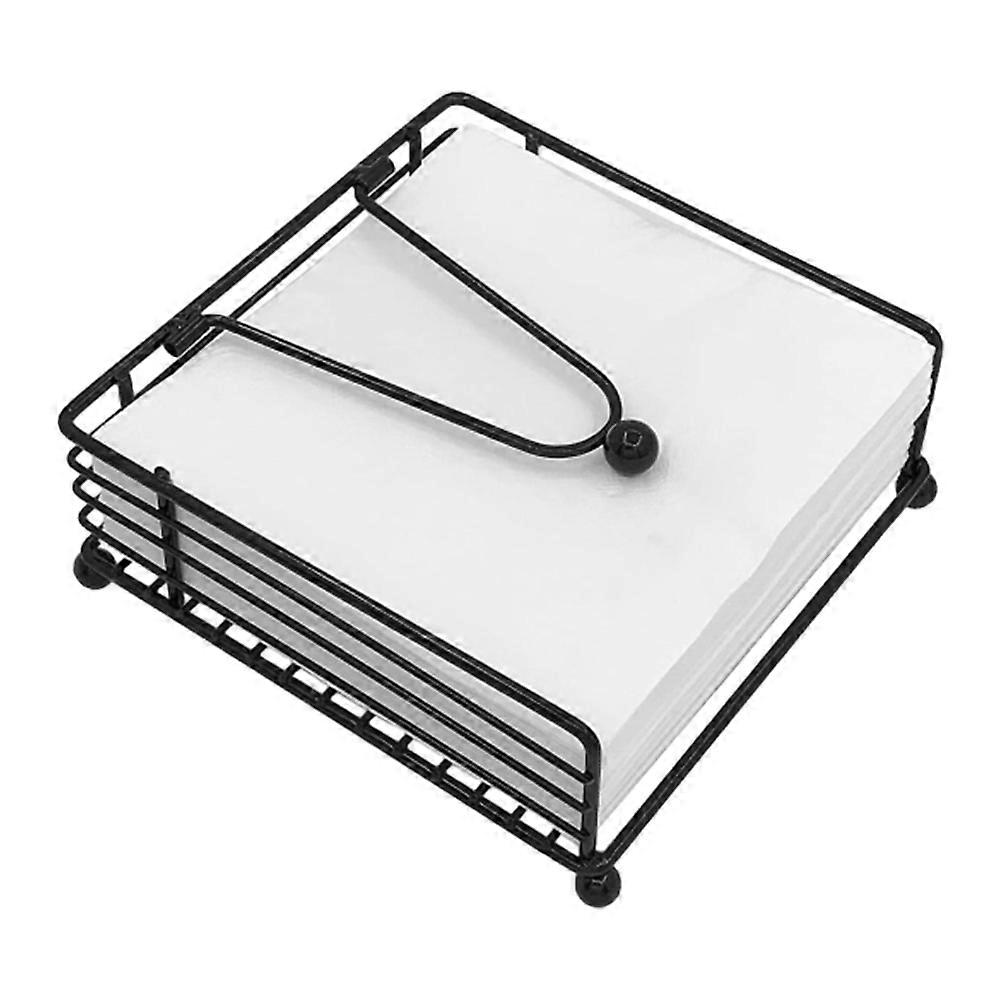 Black Metal Square Paper Napkin Holders Flat Napkin Holder With Weighted