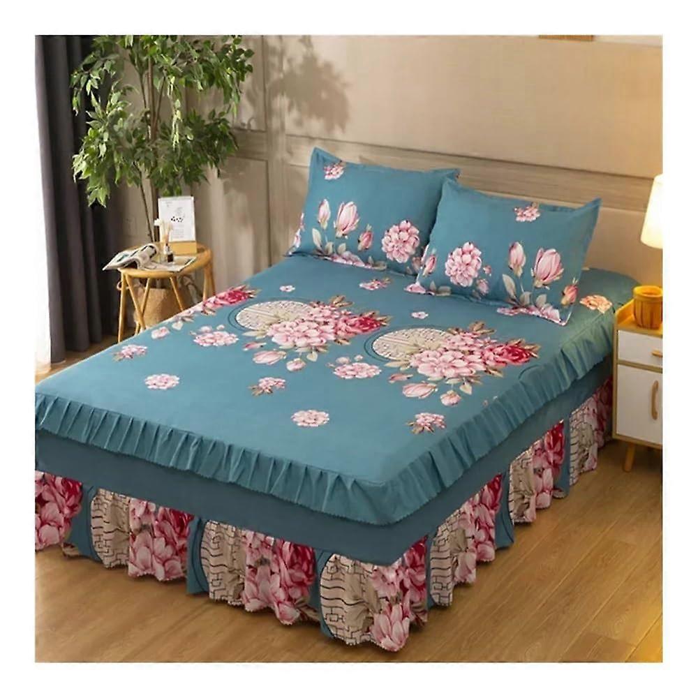 Bettröcke Princess Style Bedspread Cover with Skirt, 150/180/200 cm, Compatible with Twin, Full, Queen, King Sizes, Color 14
