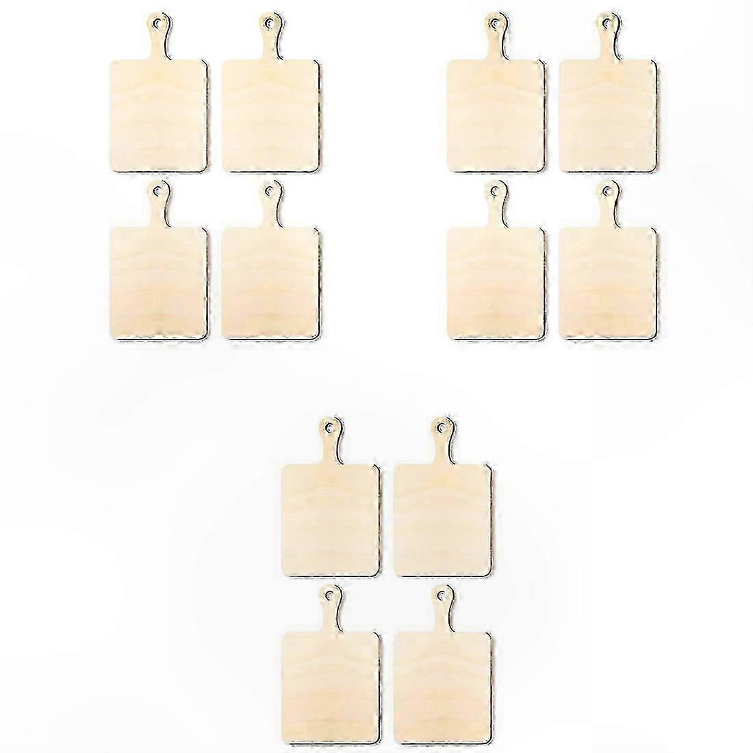 Set of 12 Mini Wooden Cutting Boards with Handles for Cheese Serving and DIY Crafting Projects