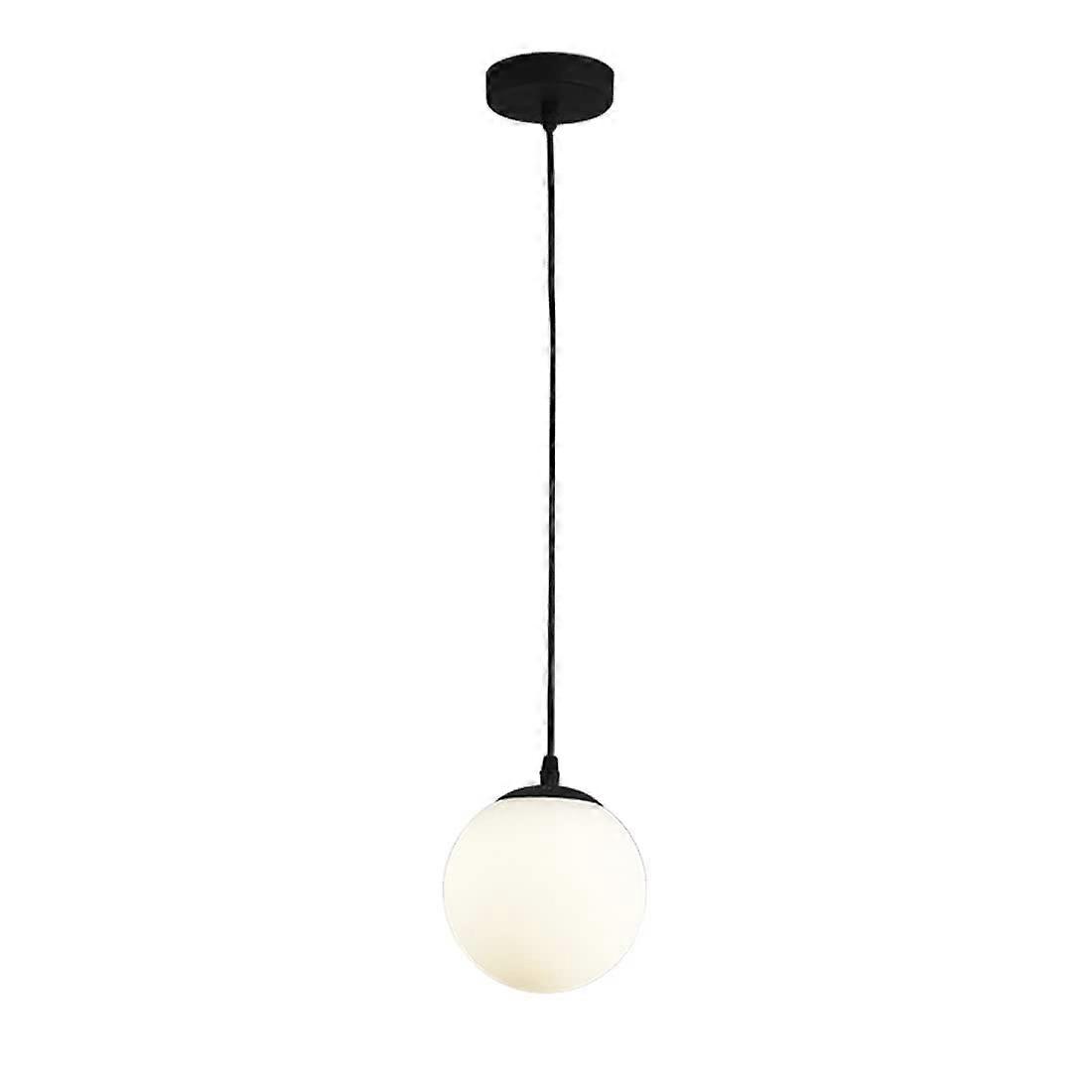 Frosted Glass Shade Pendant Light Matte Black Ceiling Lamp Adjustable Cord
