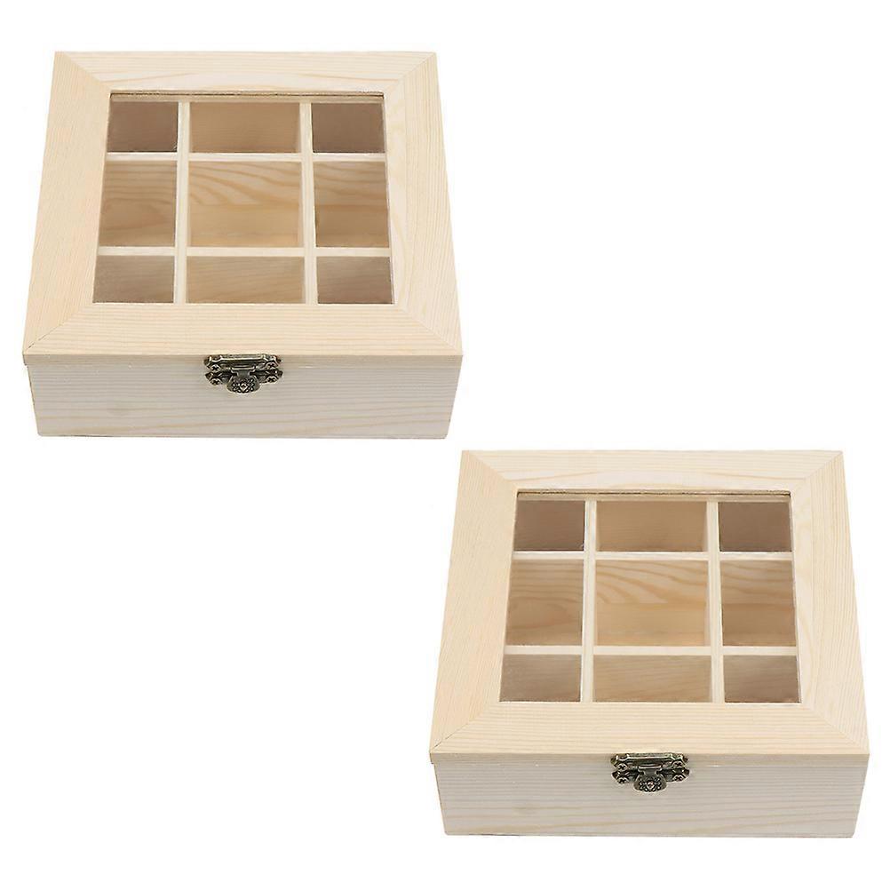 Wooden Tea Bag Organizer with Transparent Lid Stylish Storage Box with Divided Compartments for Easy Access and Practical Tea Bag Storage