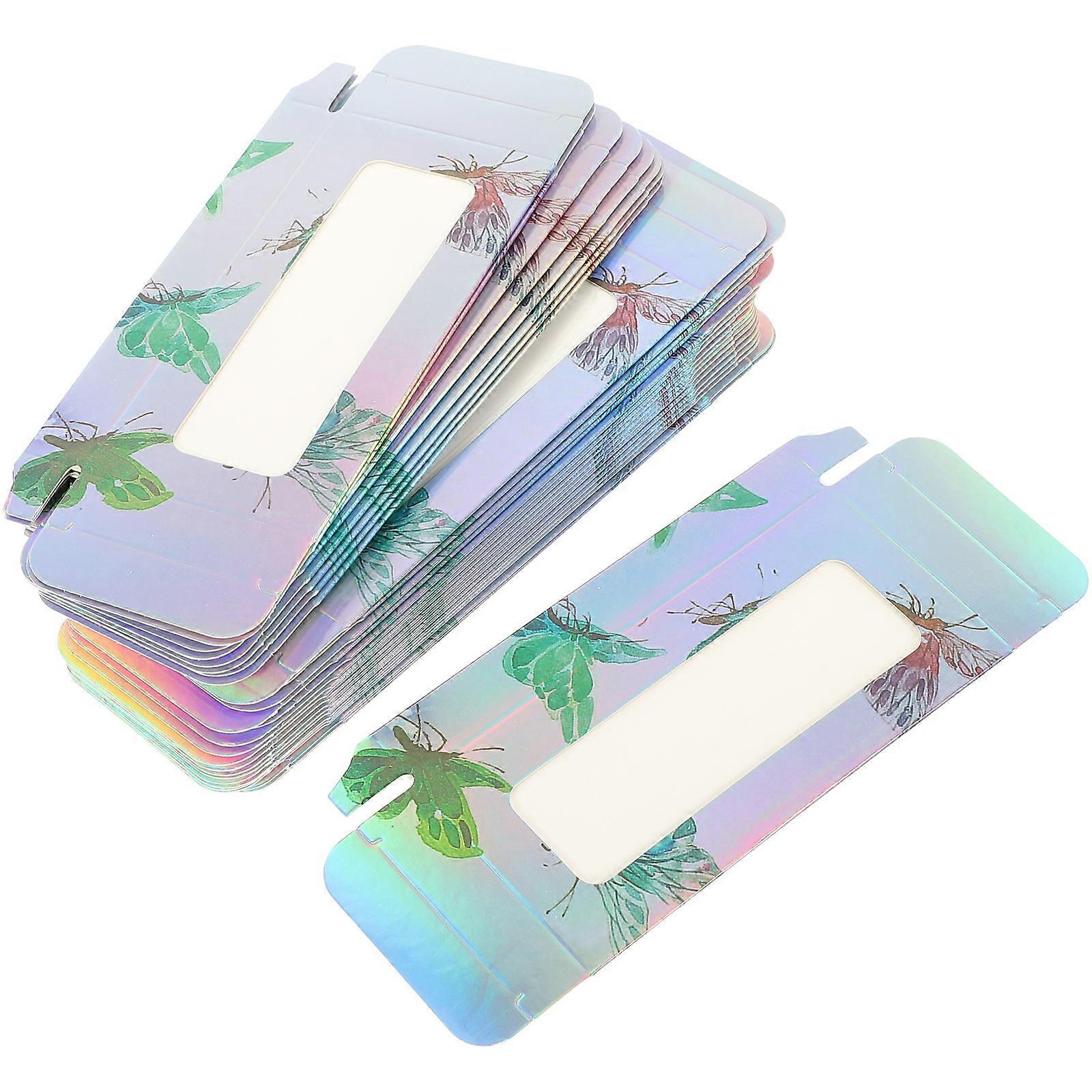 Eyelash Boxes False Eyelash Packaging Cases Travel Assorted Color Paper Plastic Storage 50Pack