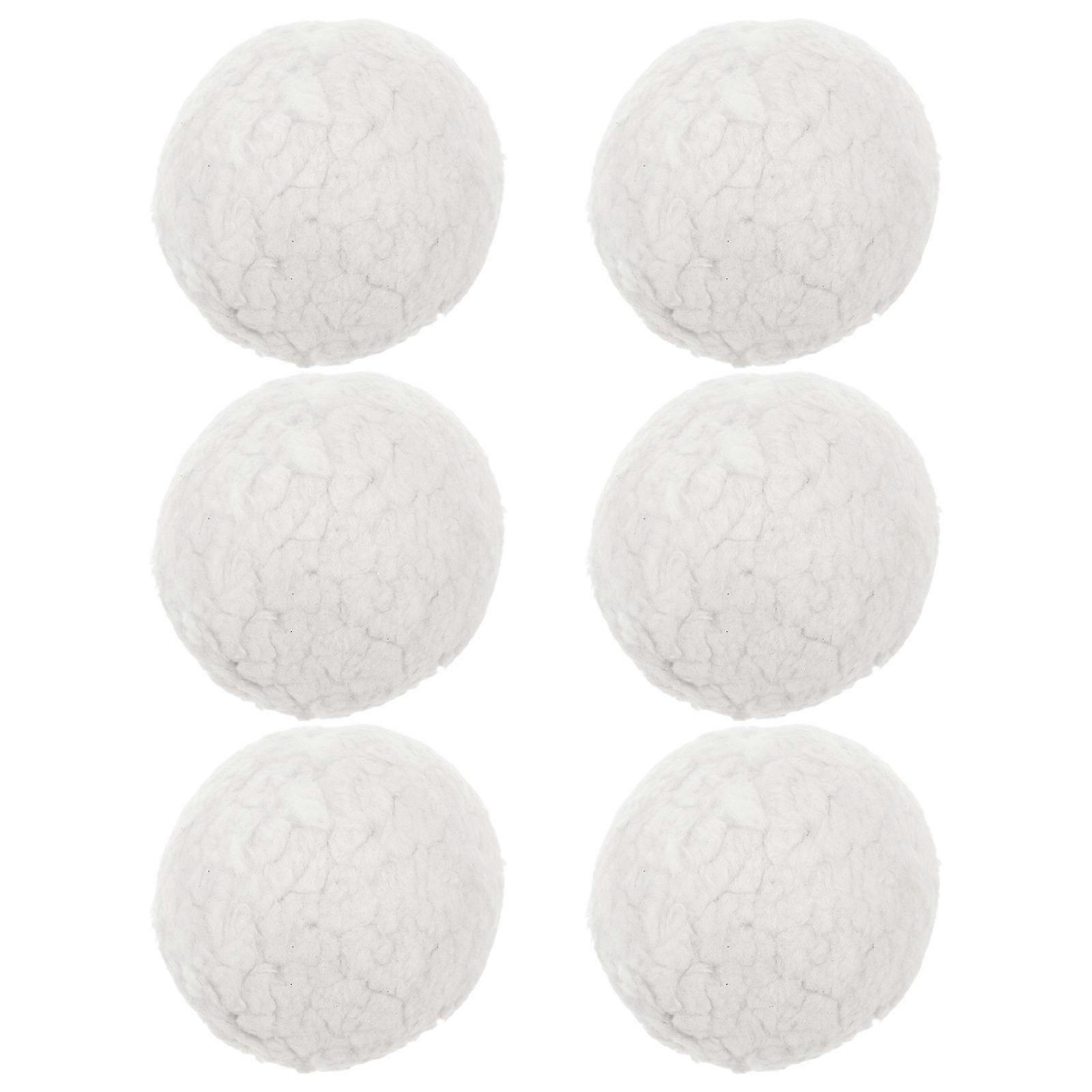 6pcs Large White Flocked Balls for Tree and Snowman Ornament Craft Polyester DIY Holiday Decor 10cm