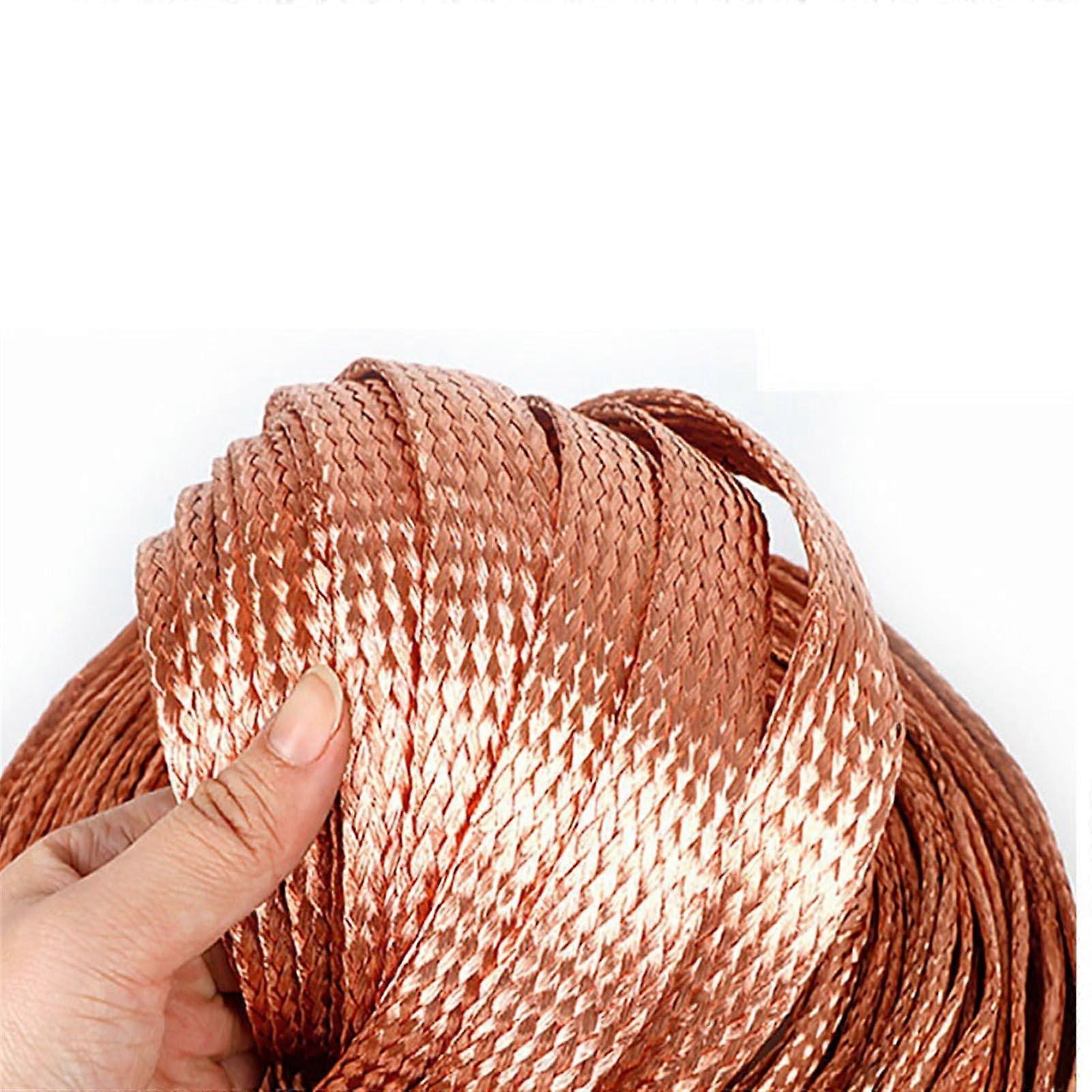 High Flexibility Signal Shielded Cable Tinned Bare Copper Ground Wire 10 Meters 5mm Width 2.5mm2 Conductive Braid Tape