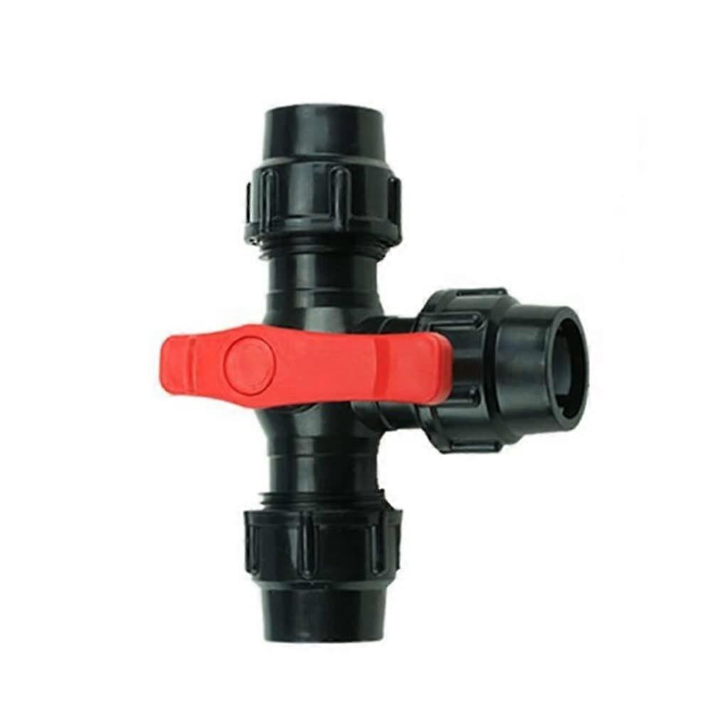 PE ThreeWay Quick Connect Valve, TType Plastic Ball Valve, 40mm OD, Black