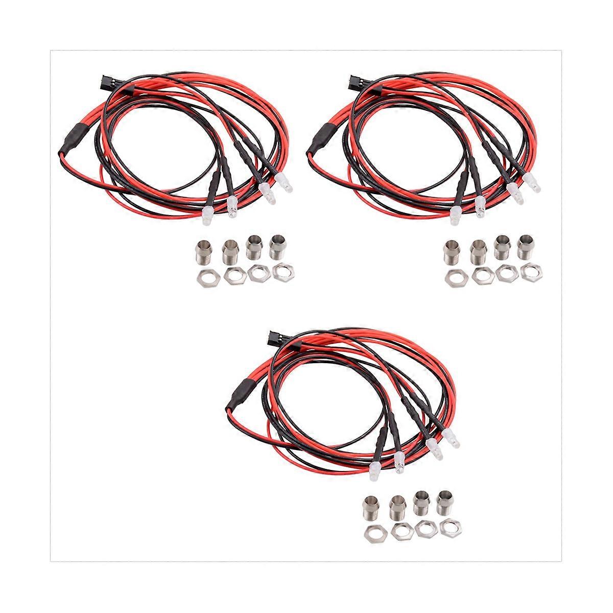 3X 4 LED Licht Kit 2 Weiß 2 Rot 3mm Scheinwerfer für 1/24 RC Raupenauto Axial SCX24 90081 AXI00002 U
