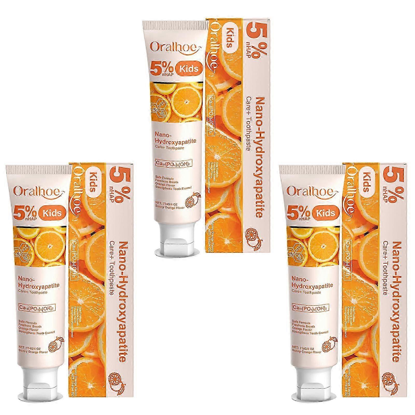 5% Hydroxyapatite Toothpaste for Kids - 5% nHAP Toothpaste Non-Fluoride Probiotics Oral Care, Kids Orange Toothpaste