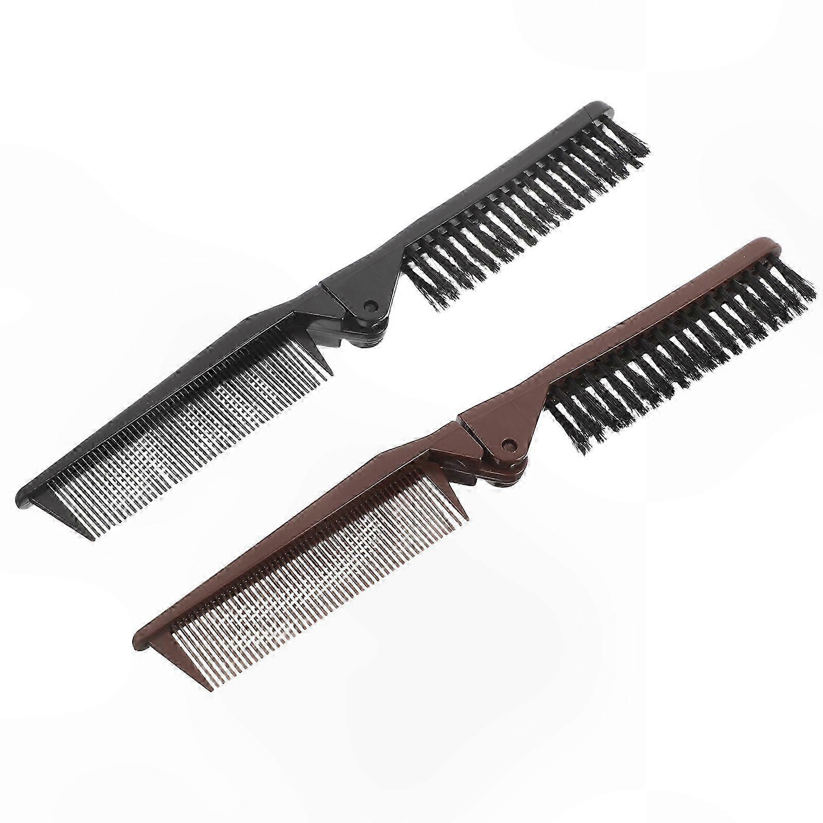 Compact Travel Hair Brush with Folding Design for Men and Women, Dual-Use Comb for Styling and Scalp Massage, 2-Pack