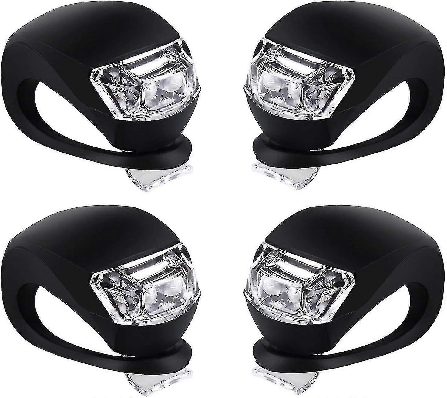 Bicycle silicone LED lights, 2 pairs with 3 modes, easy to install, waterproof and with a long visible distance