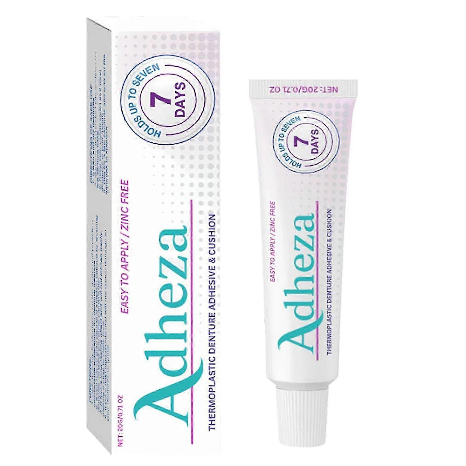 Adheza Thermoplastic Denture Adhesive, Zinc-free Formula Long-lasting Hold Up To 7 Days Secure Fit
