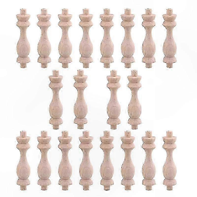 20 Pack Unfinished Beech Wood Spindles for Crafting and Decor Projects