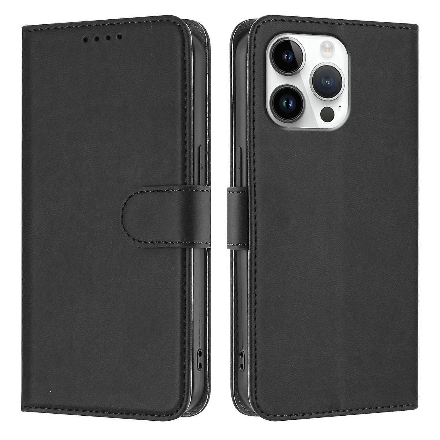 Compatible For iPhone 16 Pro Leather Case Solid Color Phone Cover with Wallet