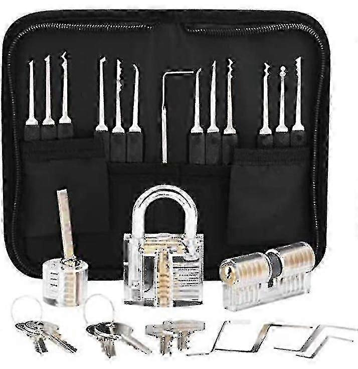 Lock Picking Kit, 25-piece Lock Picking Kit, Practice Tools With 3 Clear Locks_l28