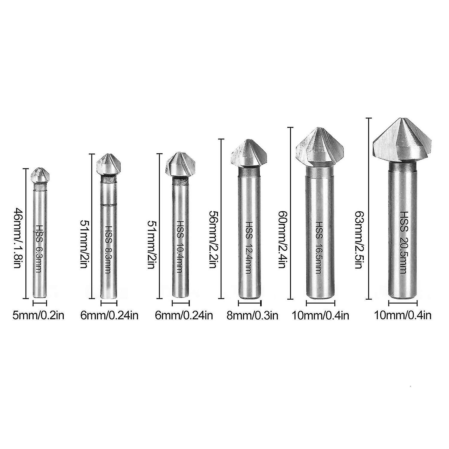 6pcs 90 Hss スペアコーンタッチ 1/4 6 HSS テーパーカッターリーマービットテーパーカッターエンドミル用