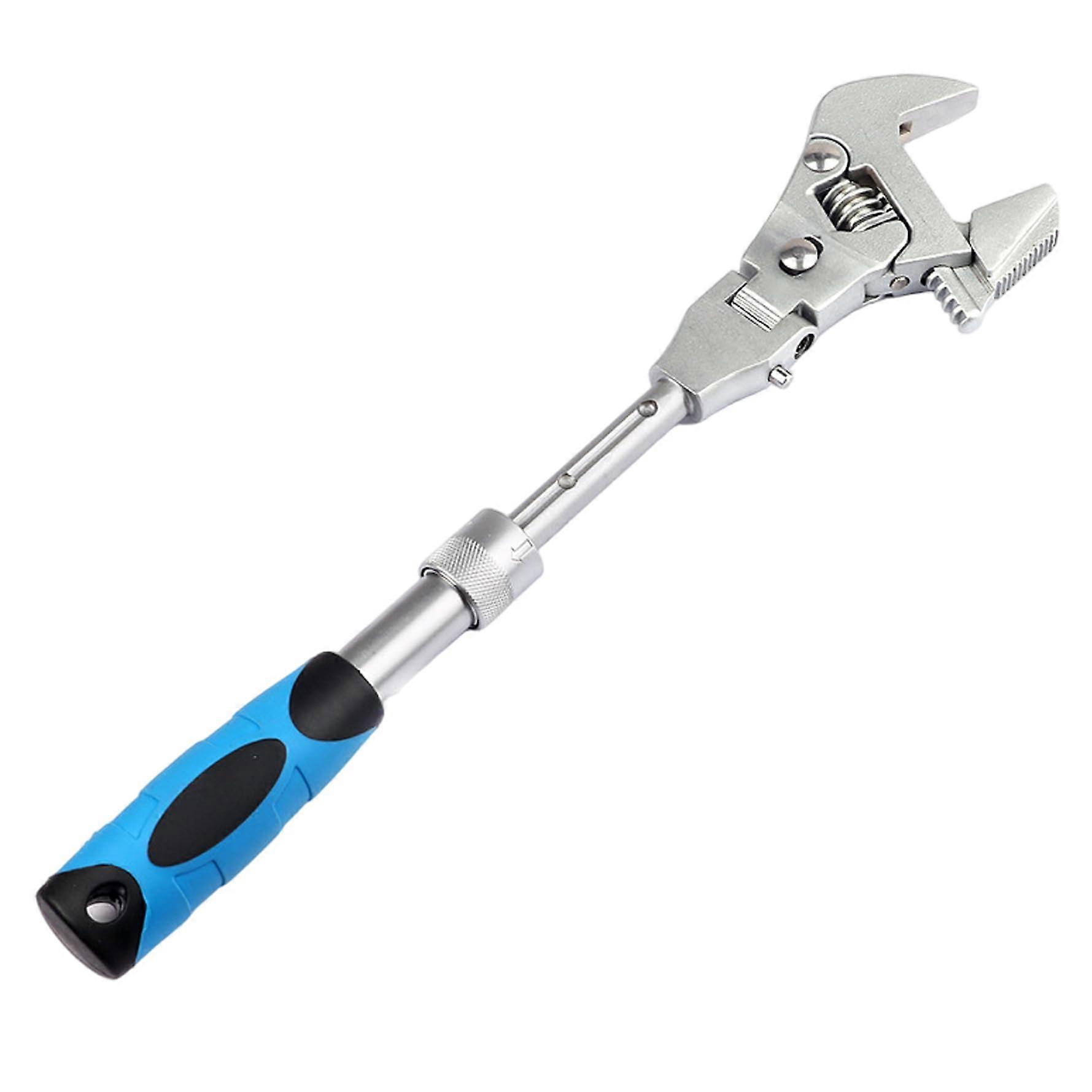 Adjustable Ratchet Wrench 1012 Inch, Retractable Extension Shank, 180 Degree Rotatable Flex Head Wrench Tool