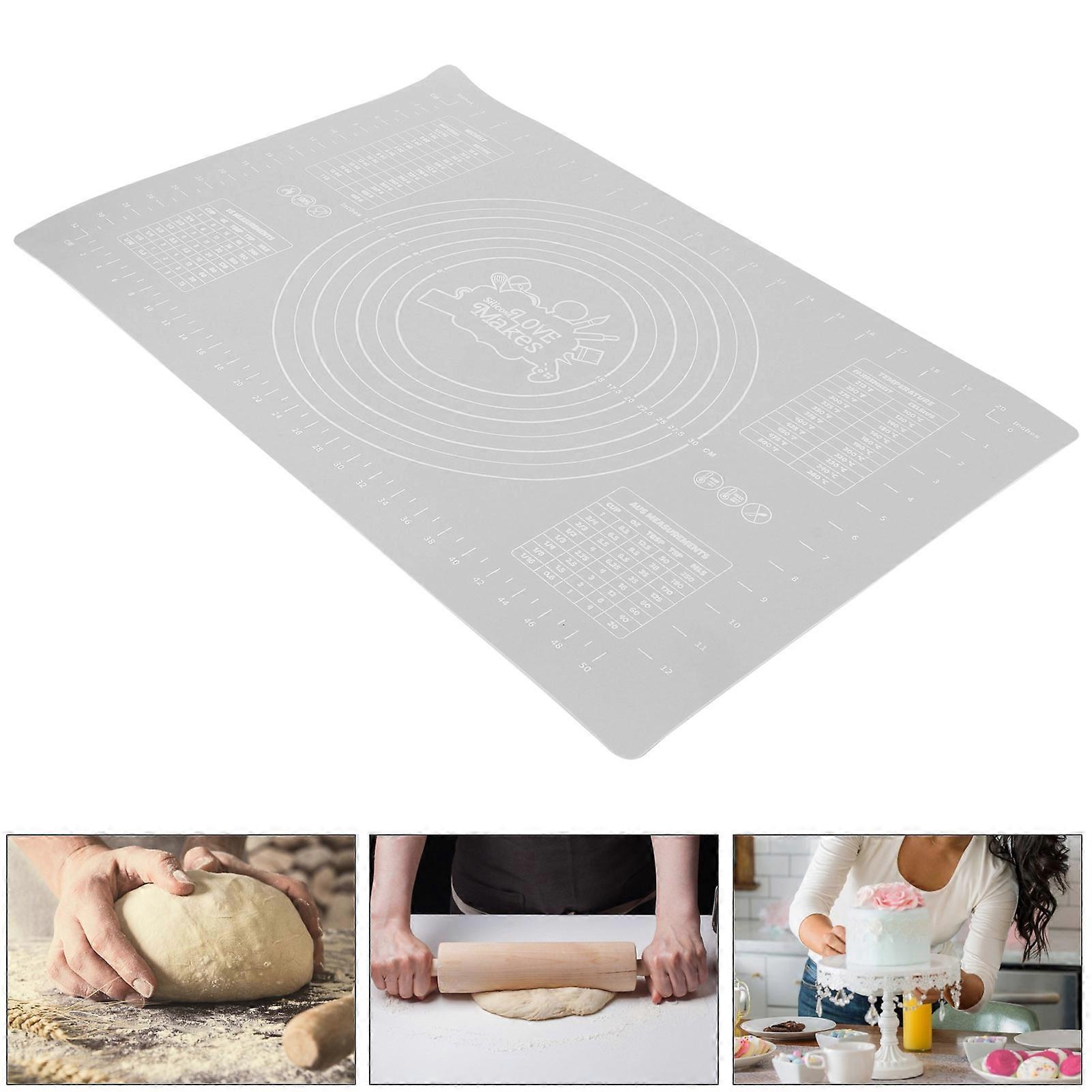 60x40cm Gray Silicone Baking Mat with Scale Heat Resistant Pad