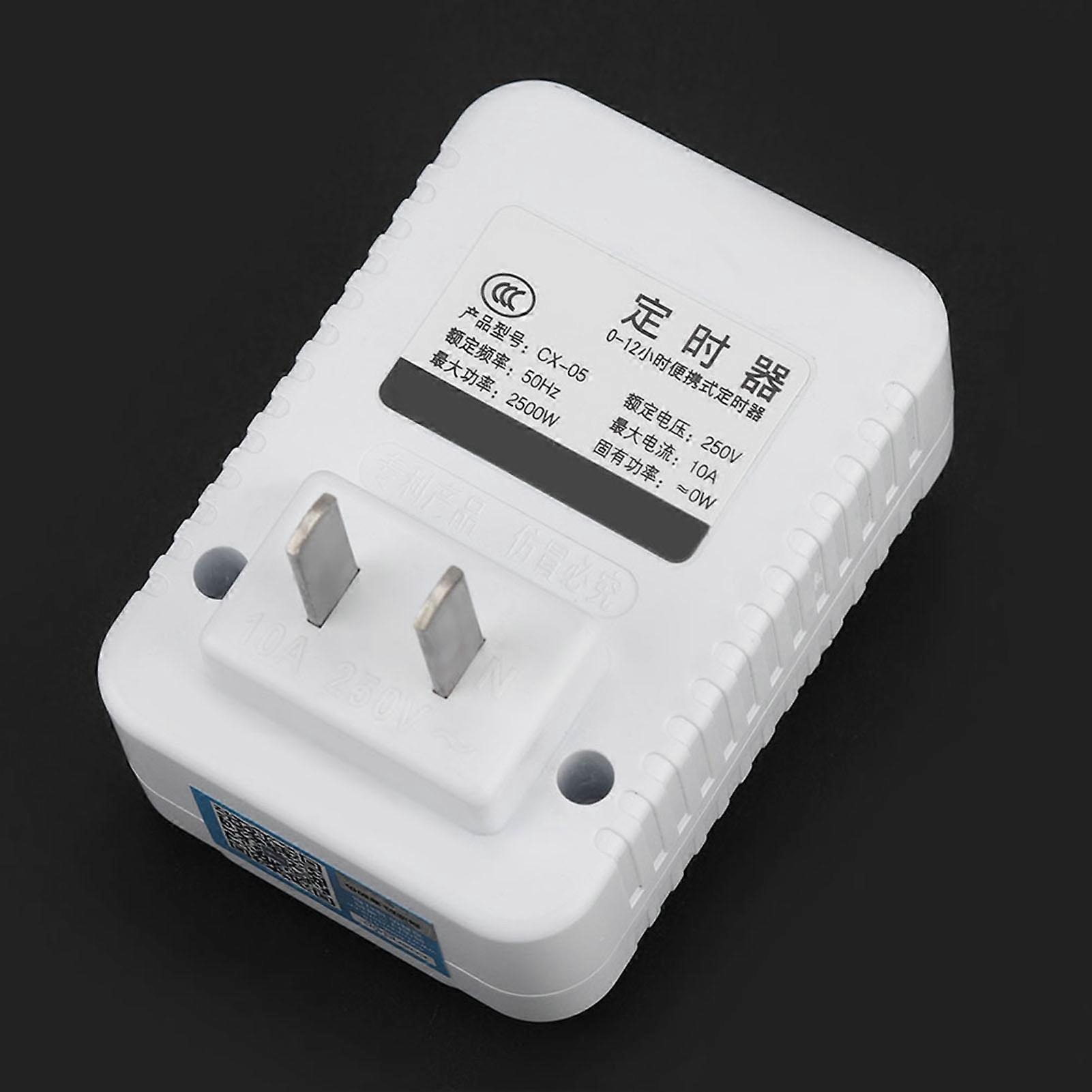12 Hour Mechanical Digital Countdown Timer Socket, White, 7x5x4.8cm