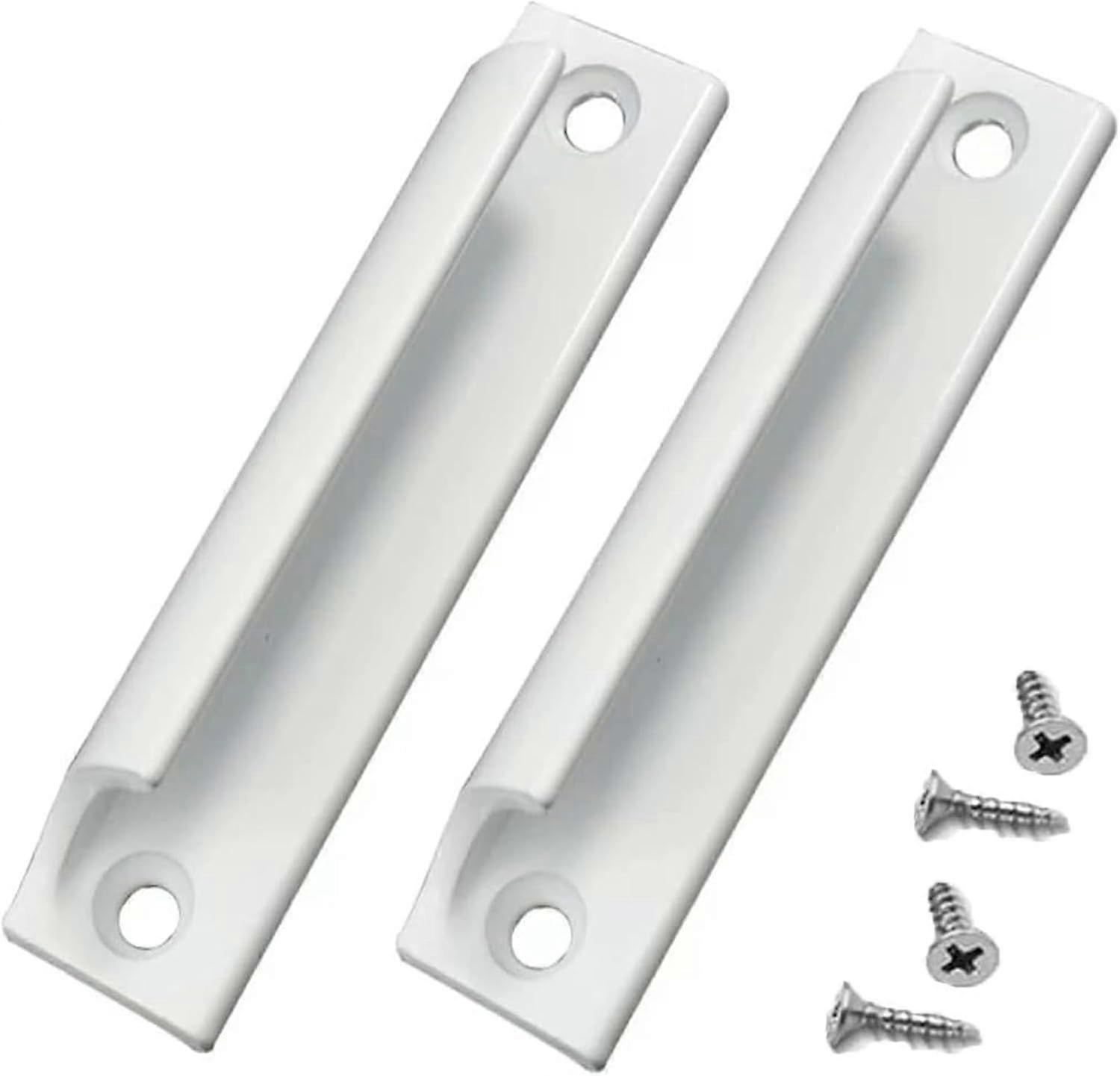 2pcs Aluminum Alloy Handle | Sliding Door Handle | Balcony Door Handle | Cabinet Drawer Handle | For Windows, Furniture Hardware with Screws(White)