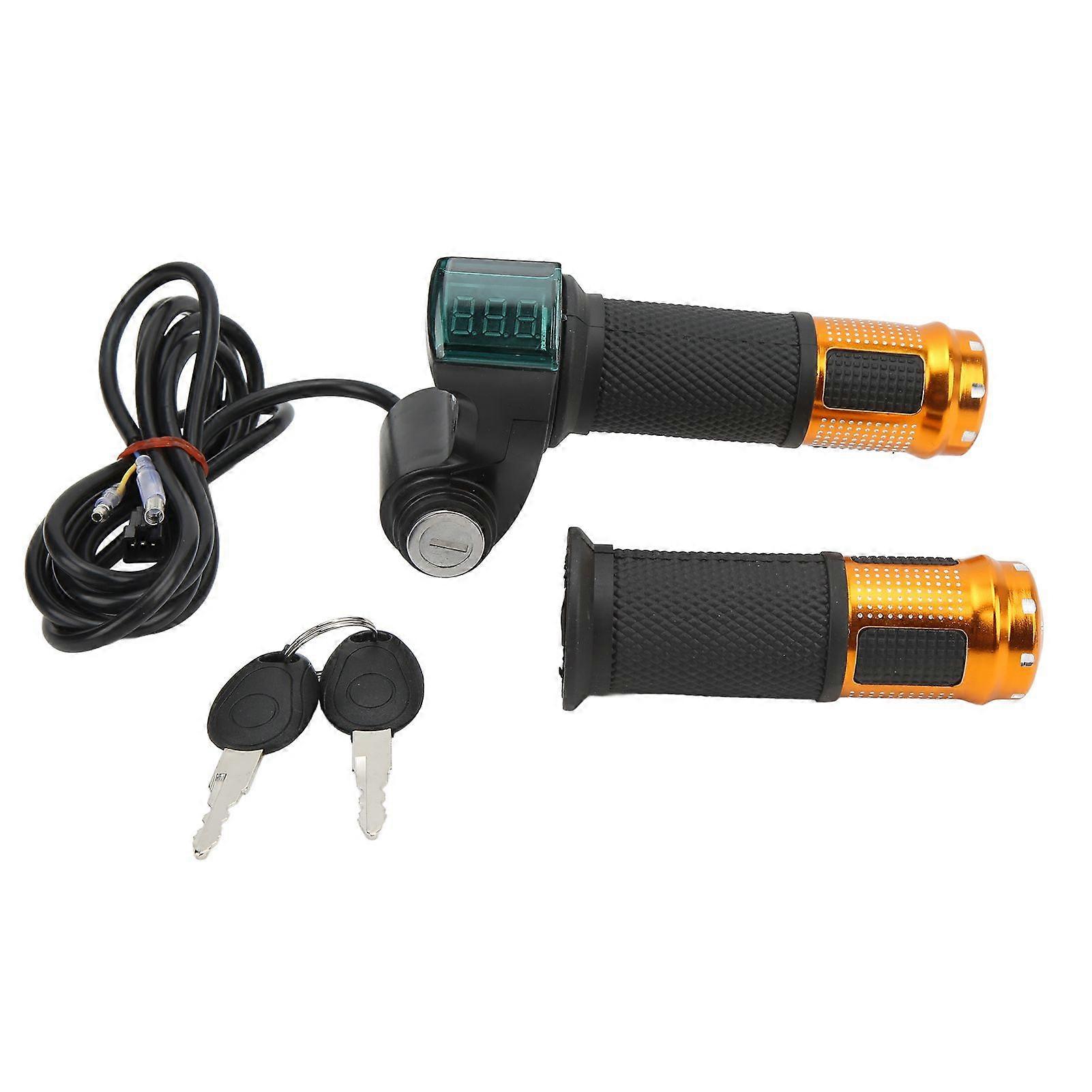 1 Pair Electric Scooters Throttle Grip Speed Controlled Digital Throttle Grip with Lock for Electric Vehicle 12V99VGolden Handle Sleeve