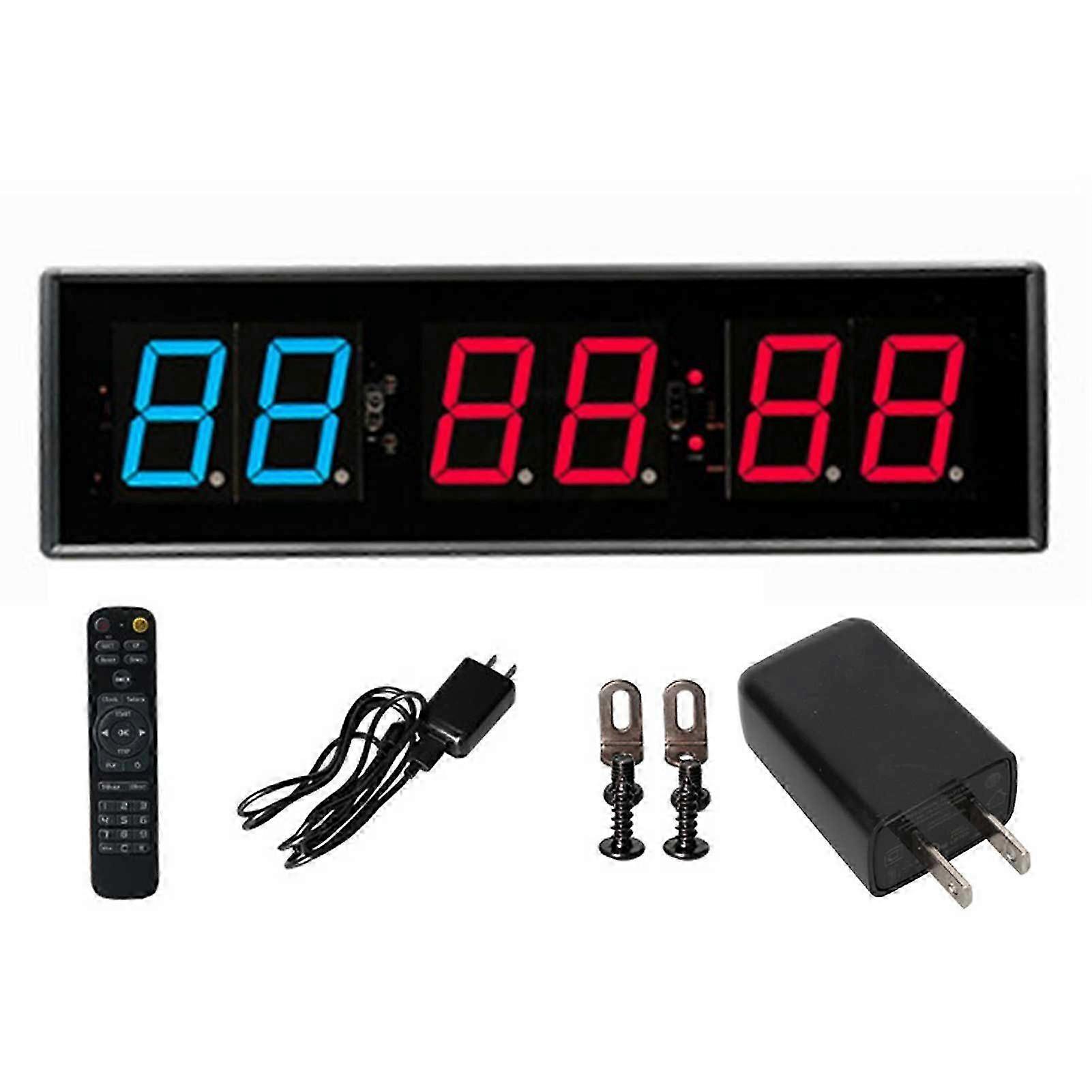 Sports Digital Timer with Remote 6 Digit LED Wall Digital Timer Stopwatch Clock for Home Gym