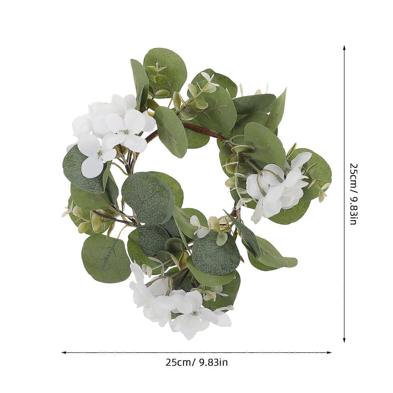 White Eucalyptus Candle Ring Wreath for Decoration 2Pcs Artificial Candle Ring