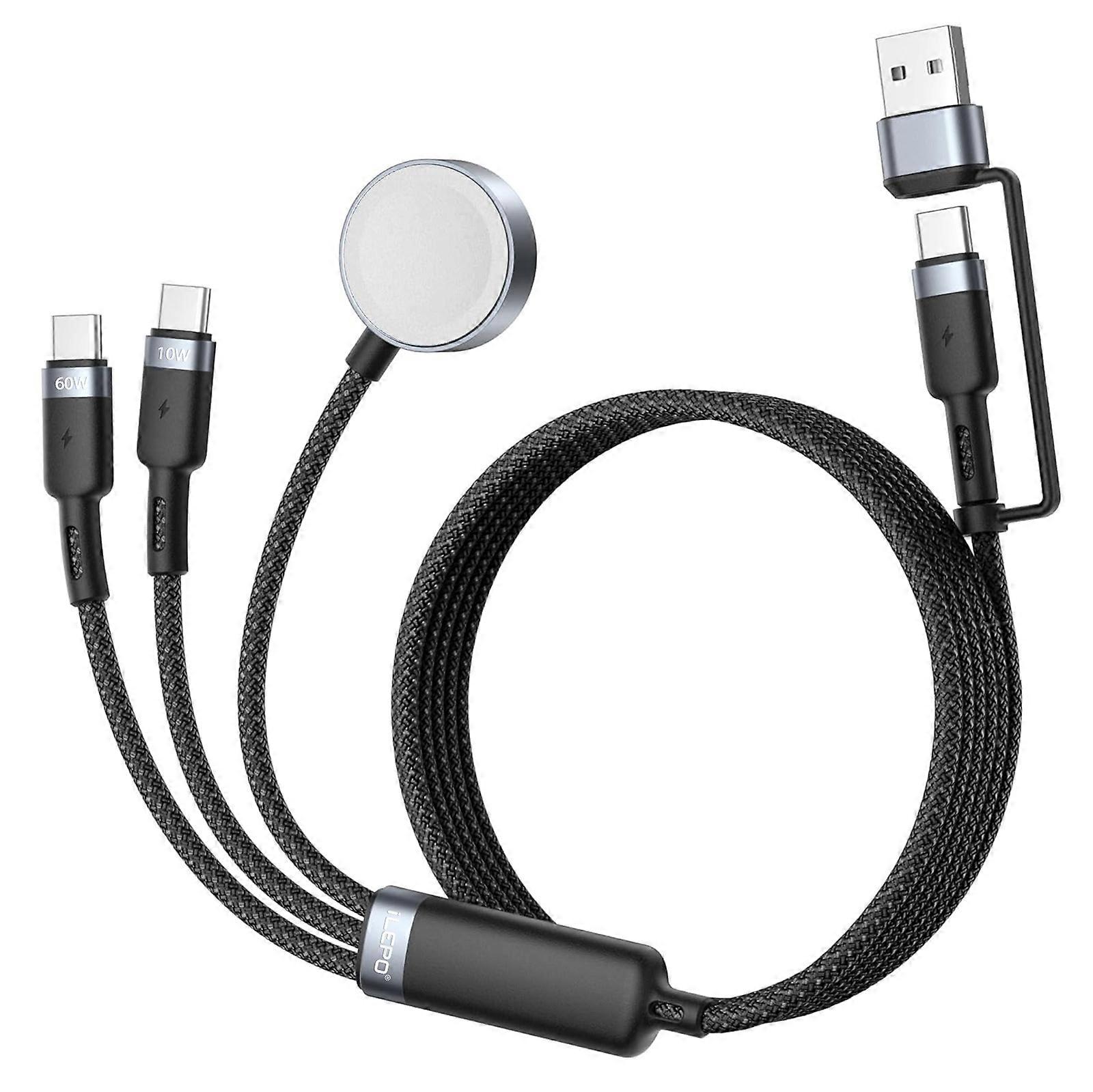 3 in 2 USB C Cable for Apple Watch Charger iPhone Charger USB C Multi Fast Charging Cable for iWatch iPhone Samsung Galaxy