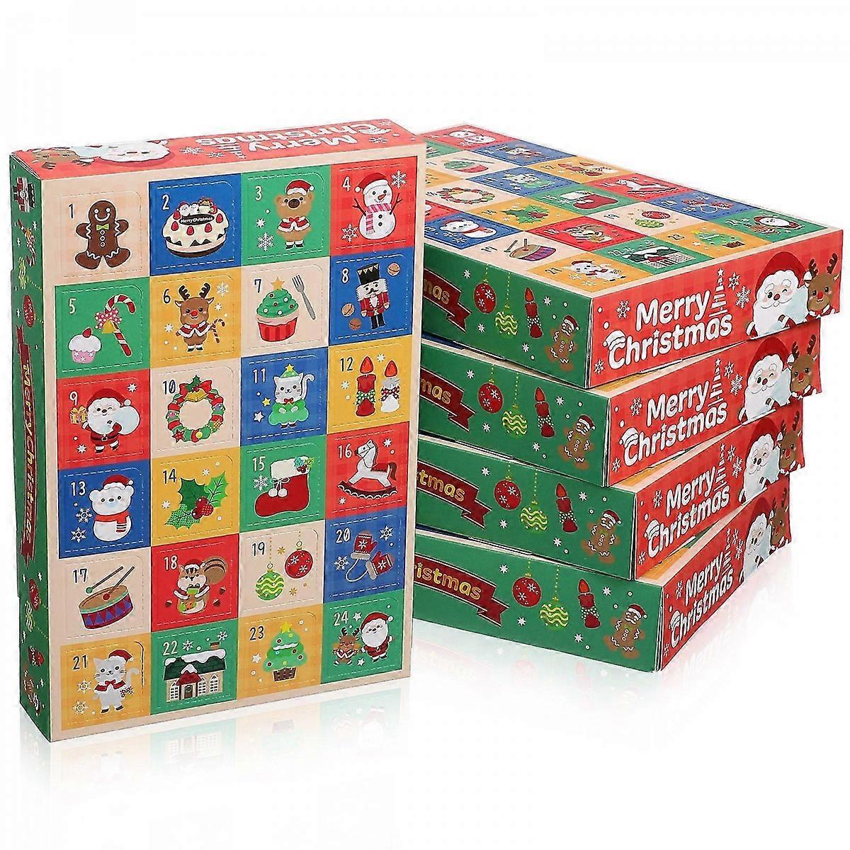 5pcs Christmas Countdown Advent Calendar Boxes Diy Gift Boxes Holiday Empty Paper Boxes Christmas Calendar Paper Boxes Advent Calendar For Filling Chr