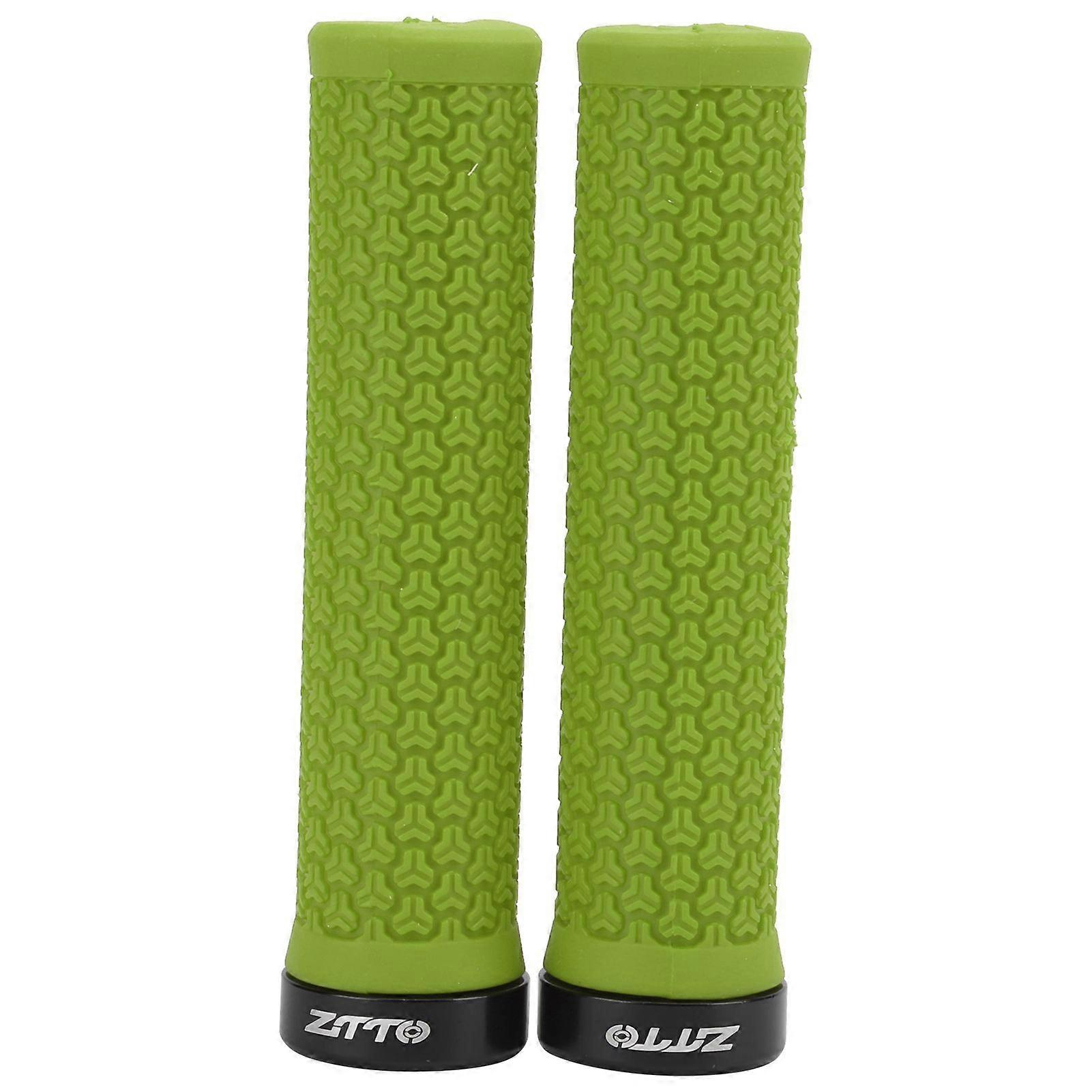 ZTTO Mountain Bike Handlebar Single Locking Grips Bicycle Shock Absorbing Rubber GripsGreen